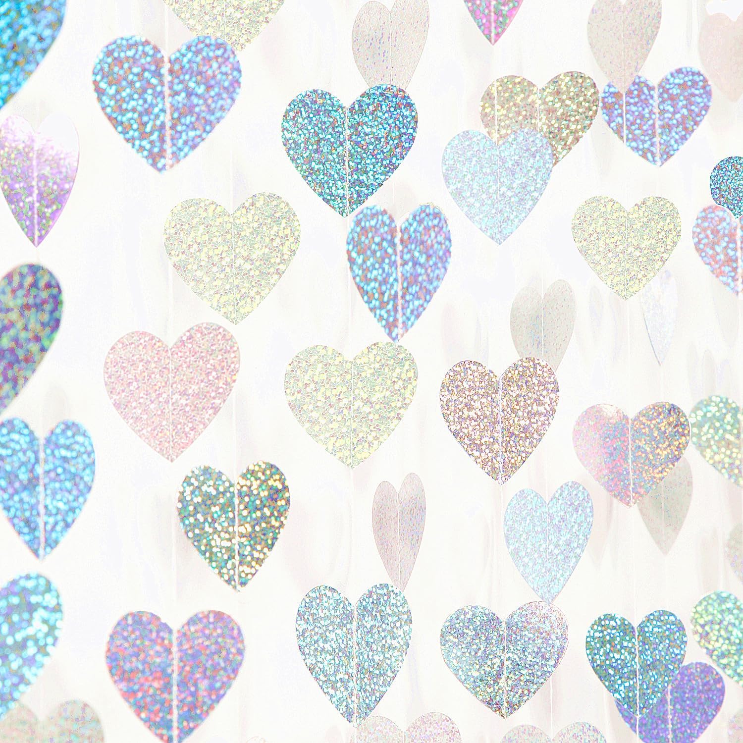 Iridescent Holographic Party Garland - 52ft Glitter Streamers Decor Kit