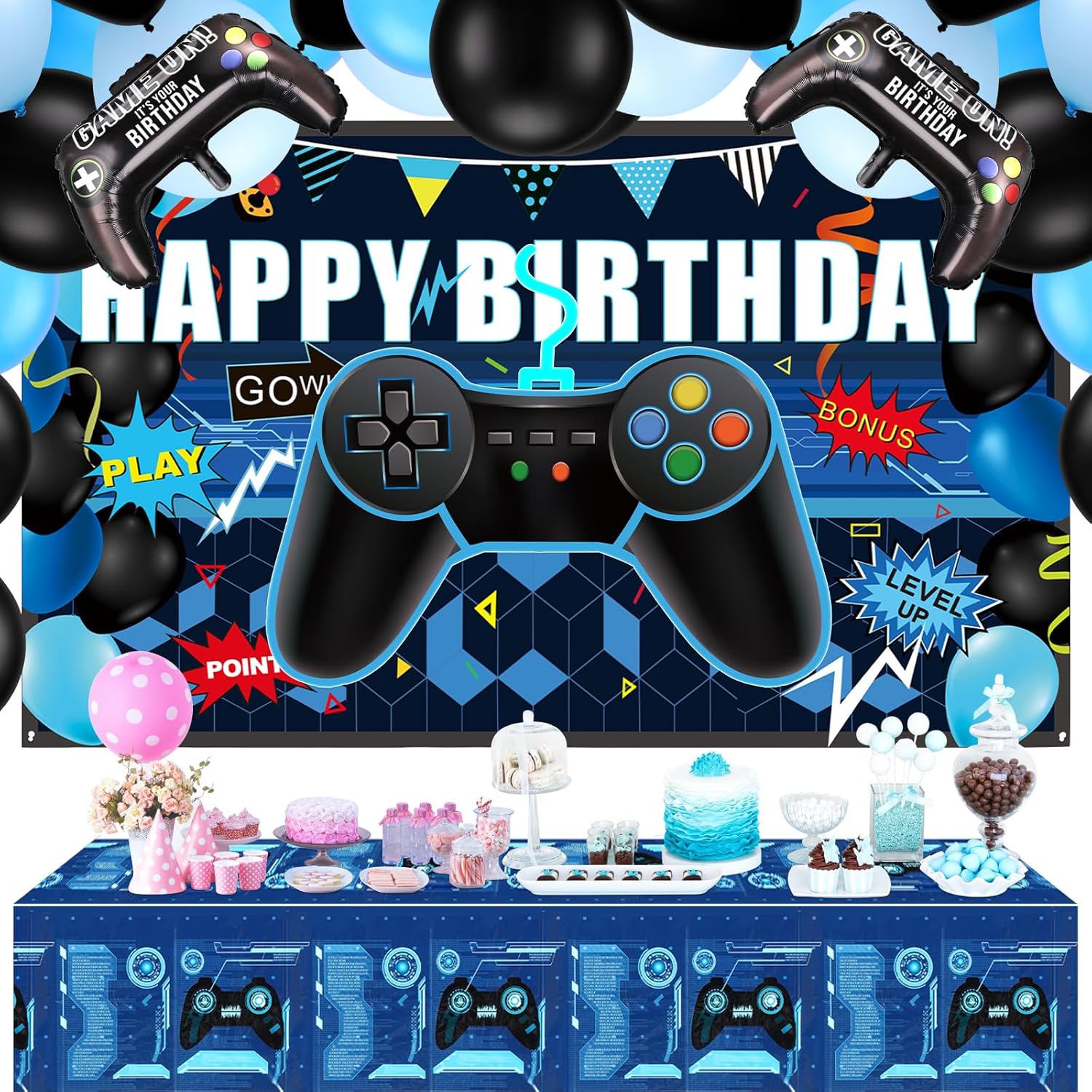 Skylety 34 Piece Gamer Birthday Party Decor Set