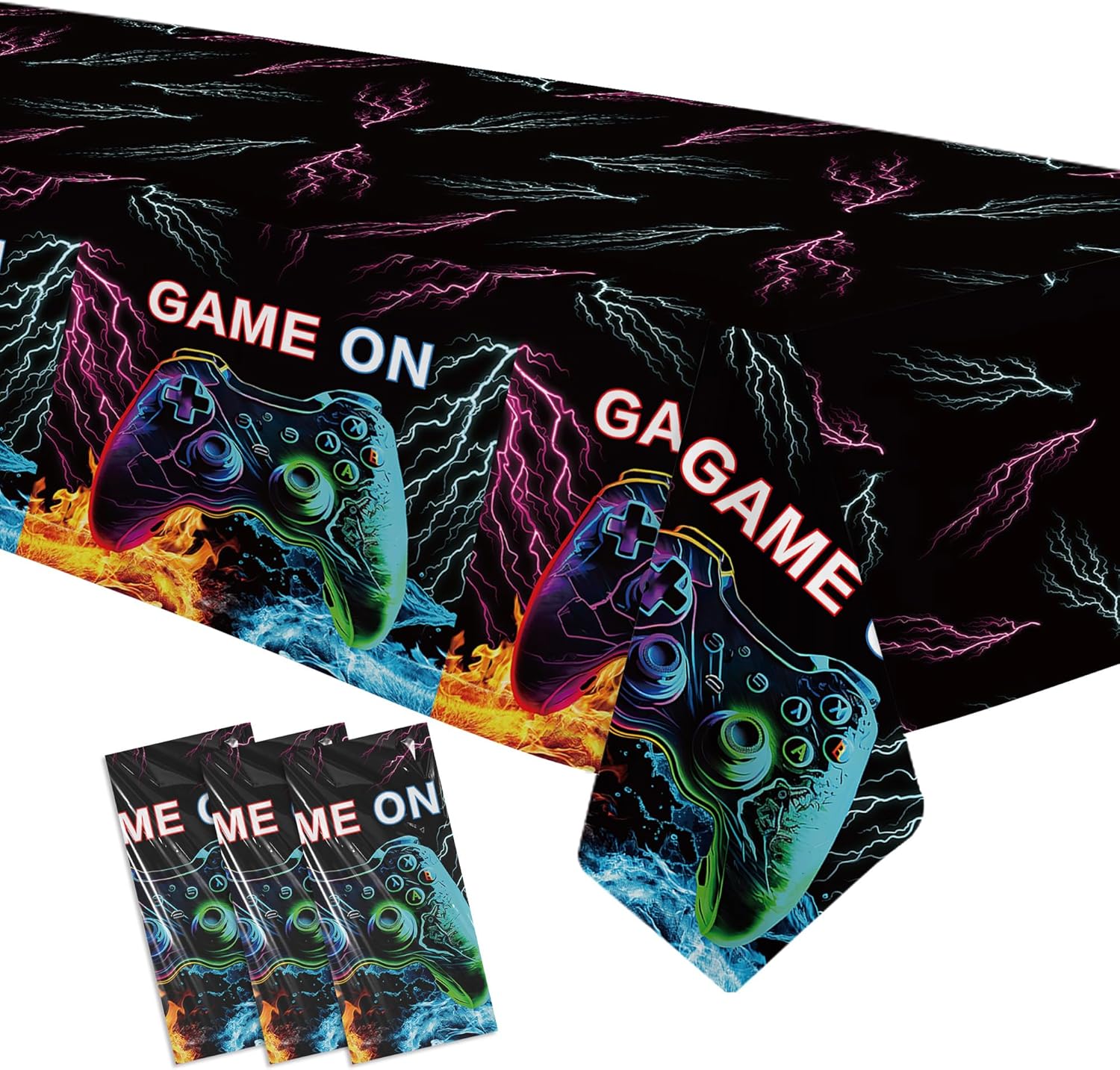 Vibrant Gaming Tablecloth Set 3Pcs 55x86 Inches