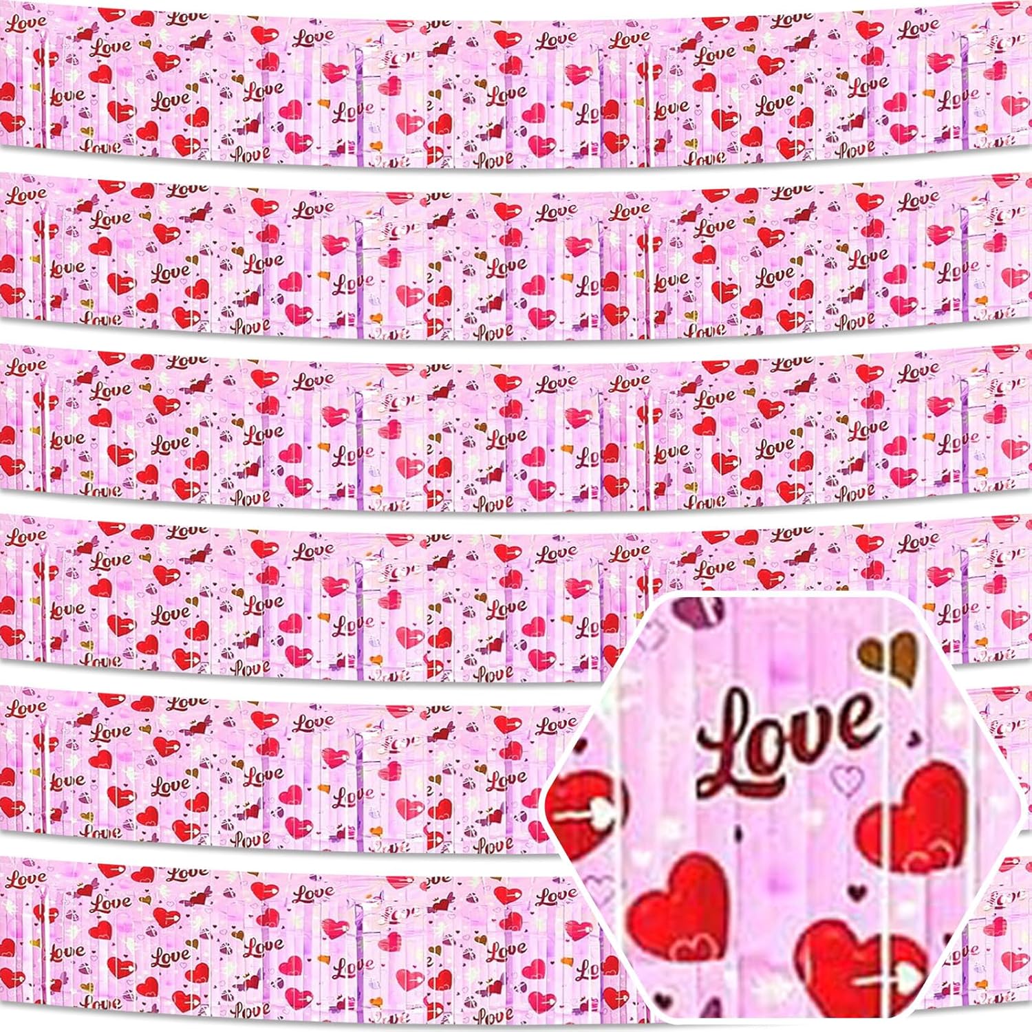 6 Pack 10 Feet Pink Metallic Foil Garland 1