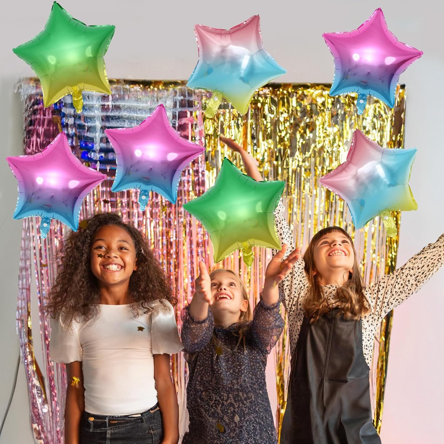 TAOYE Gradient Star Foil Balloons 18 Inch Pack of 9