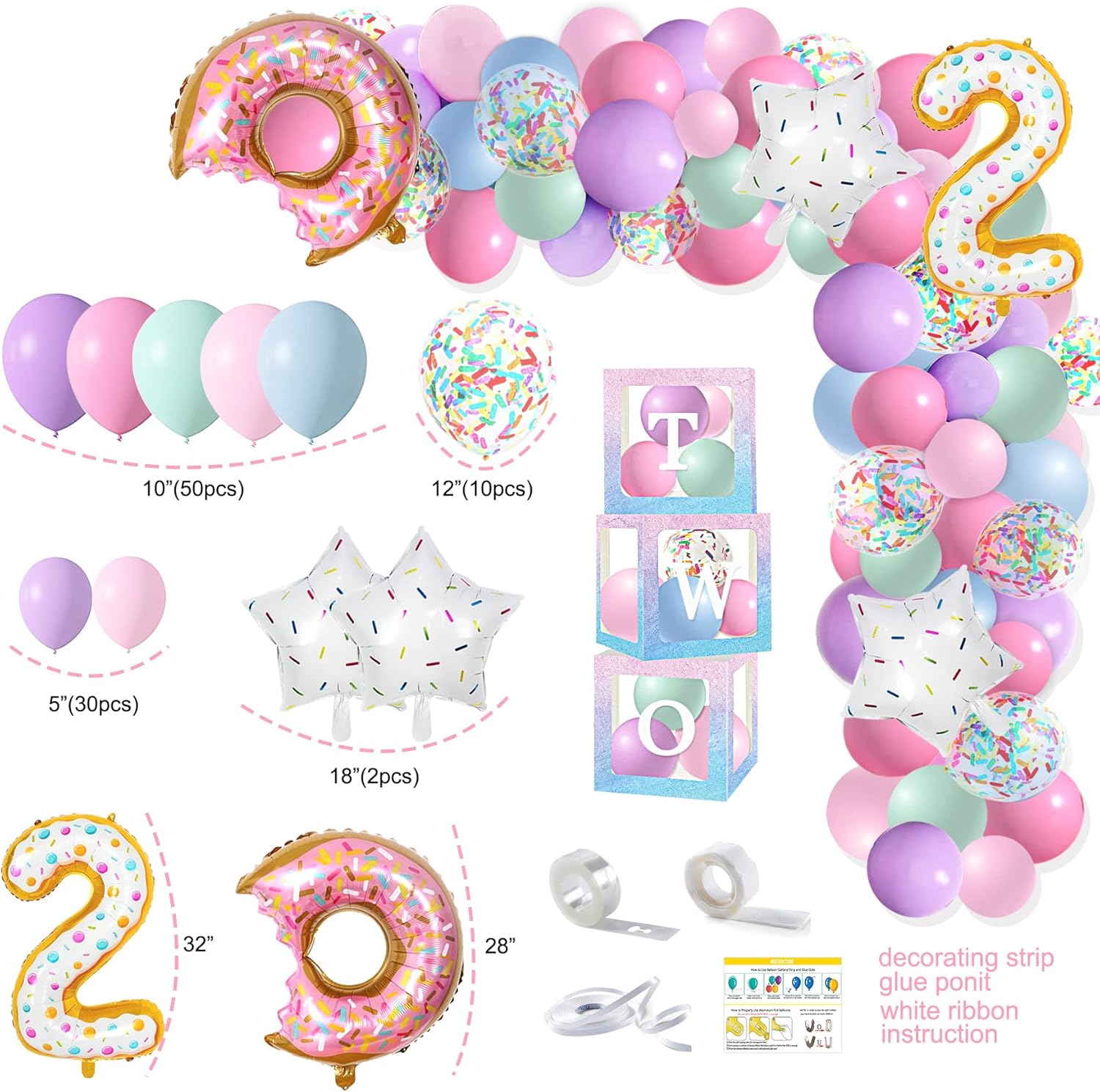 Two Sweet Donut Birthday Party Decorations Set