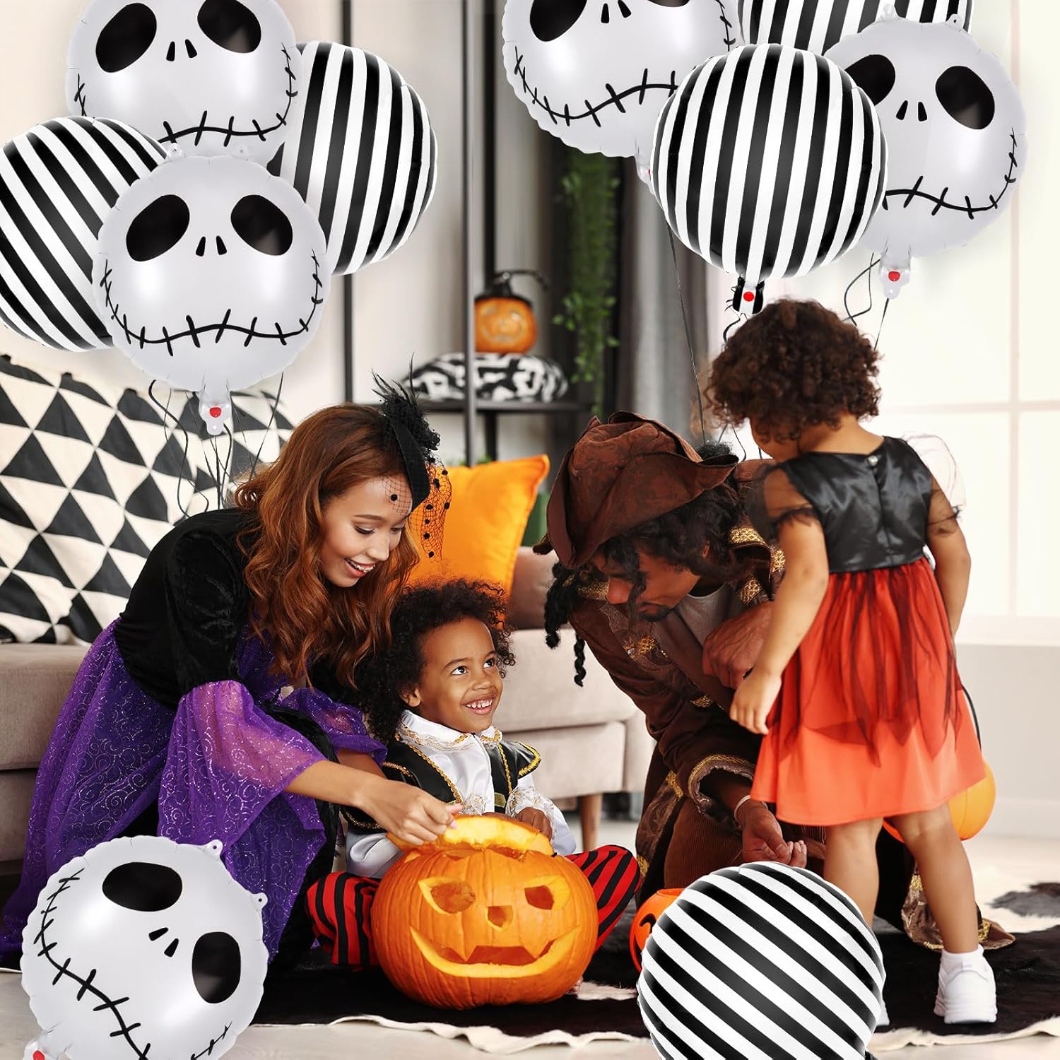 12 Pcs Halloween Balloons Skull Foil Balloons