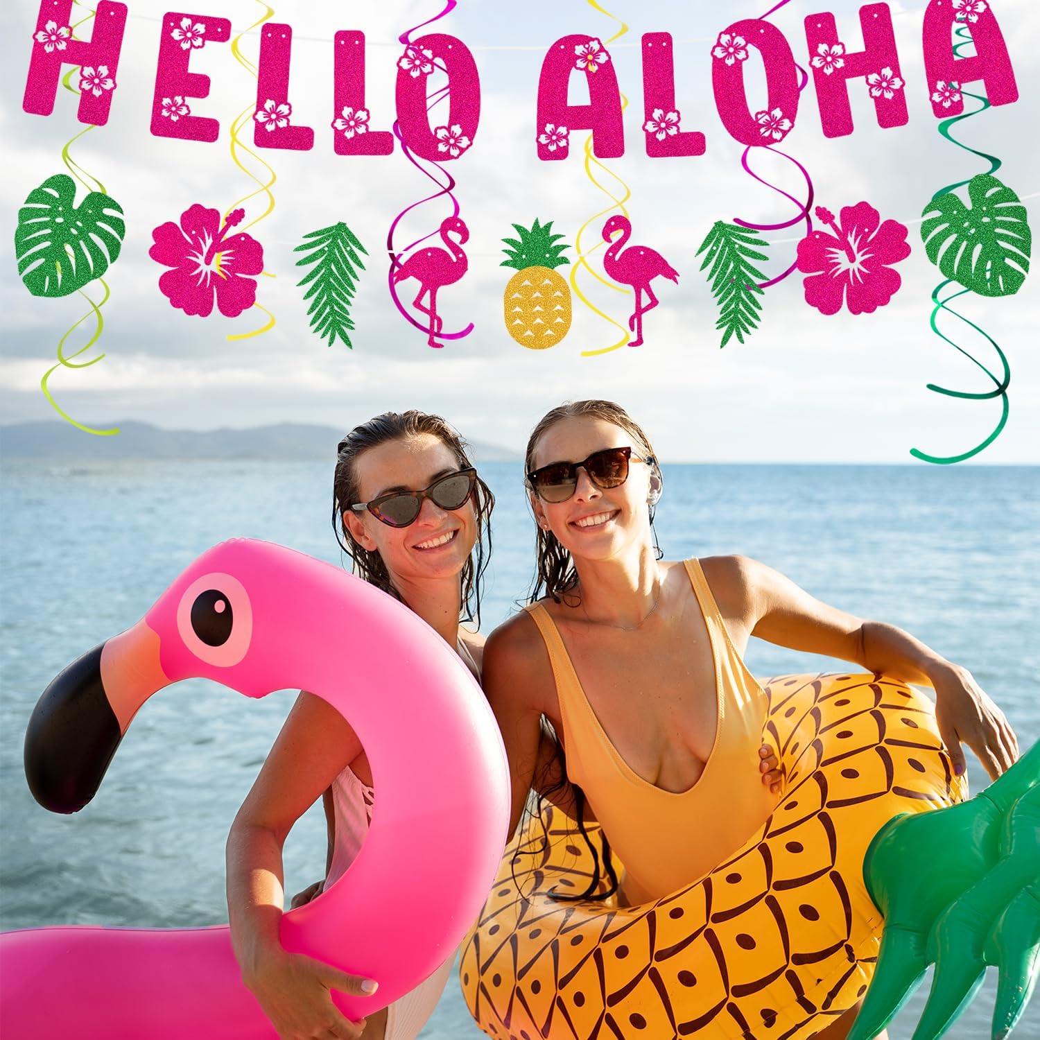 Hawaiian Aloha Flamingo Party Decorations 21pcs