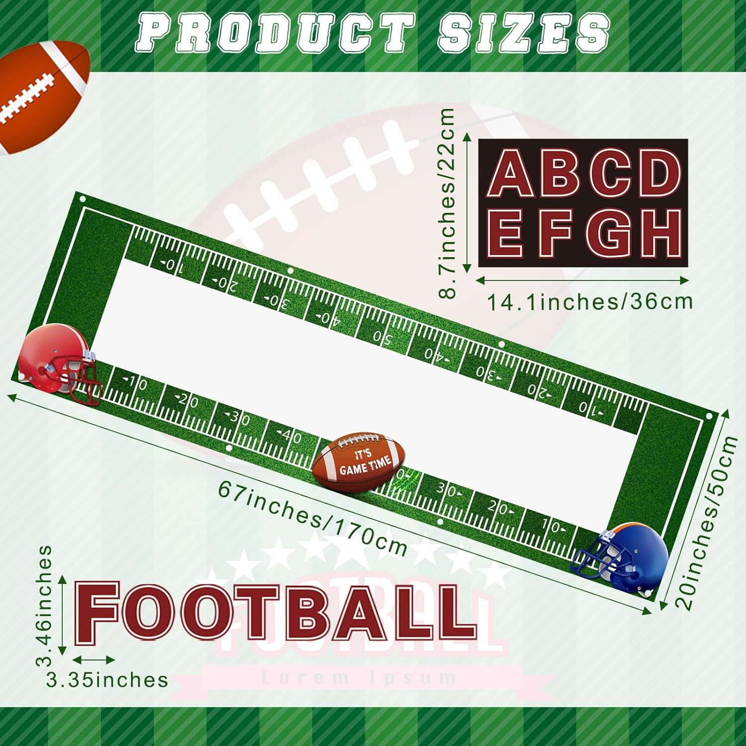 Tegeme Giant Football Party Banner 67x20 Inch