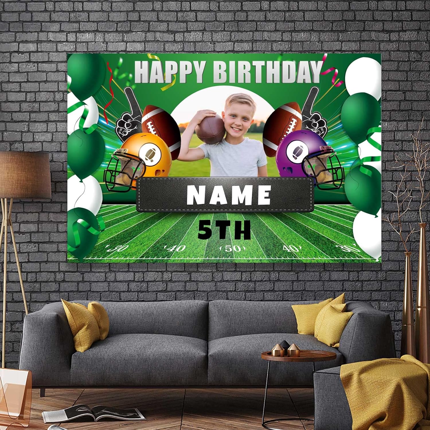 Custom Football Birthday Backdrop Banner 4x6ft