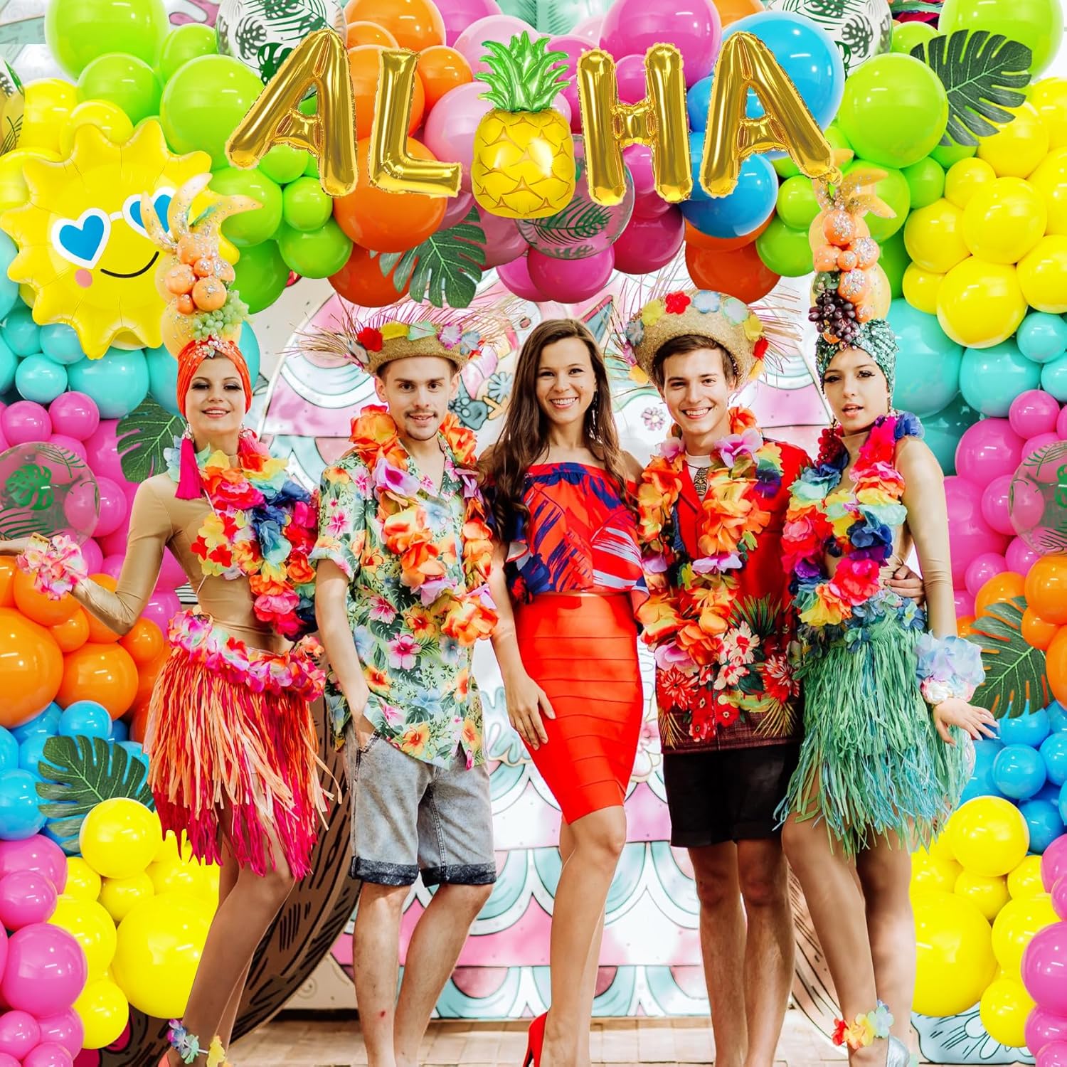 Amandir Tropical Beach Luau Balloon Garland Arch Kit for Summer Birthday Parties