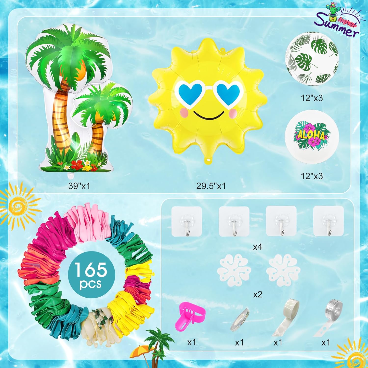 Amandir Tropical Balloon Arch Kit 165Pcs