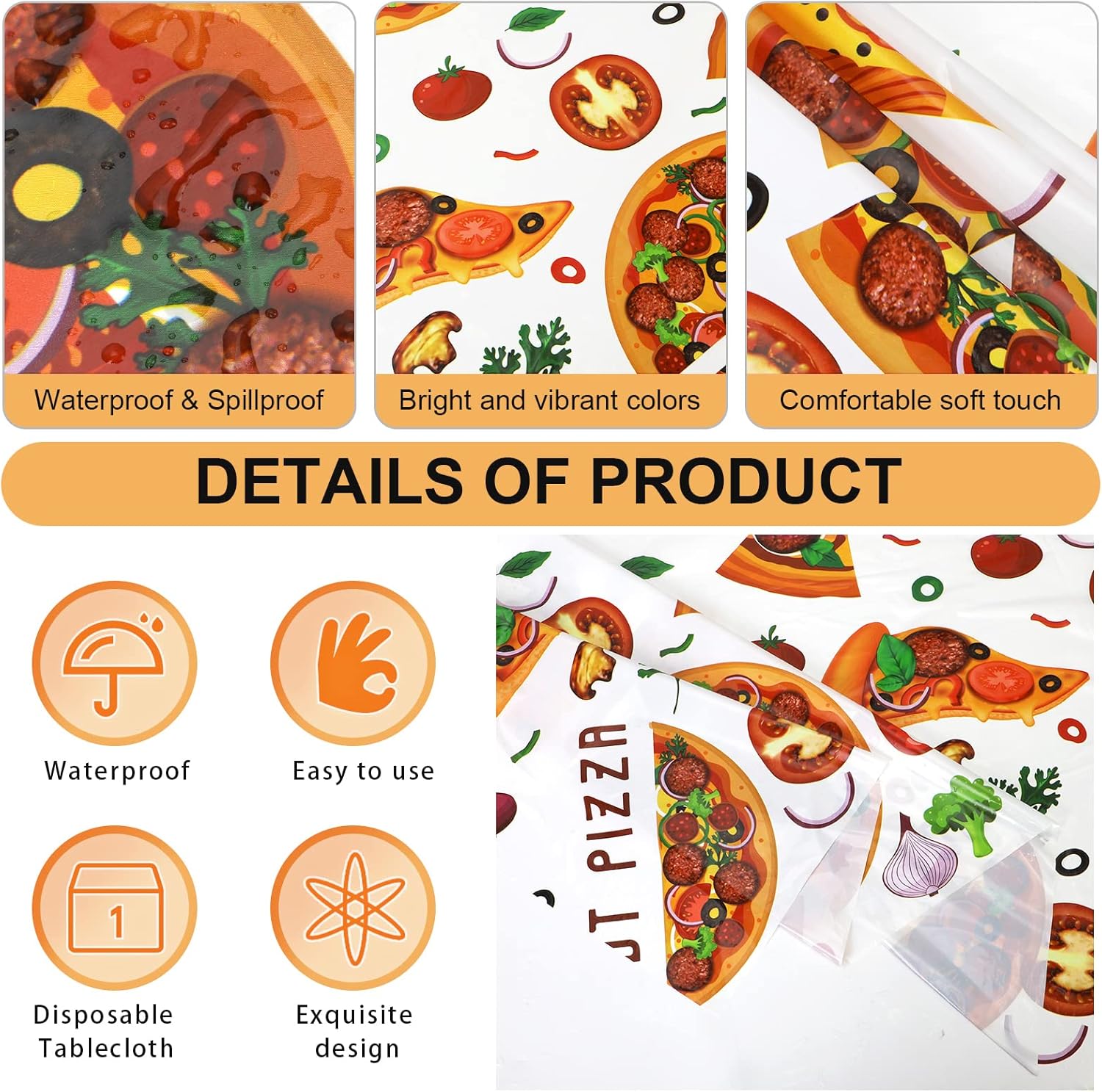 PHOGARY Pizza Tablecloth for Party Tables