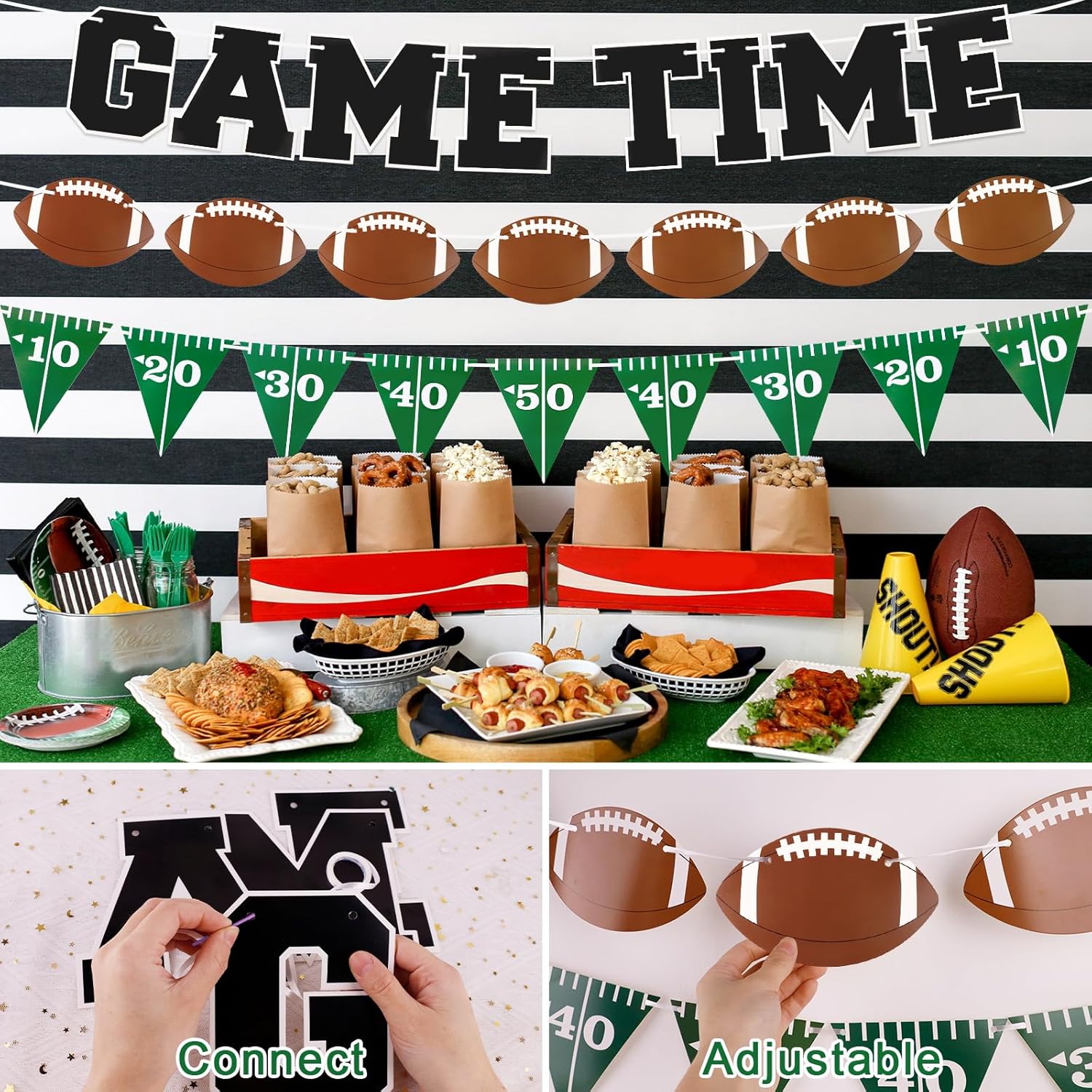 Game Time Football Banner for Party Decorations