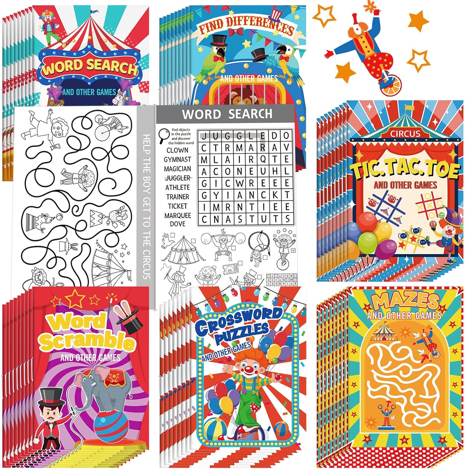 Hungdao 48 Pcs Circus Mini Activity Books for Kids