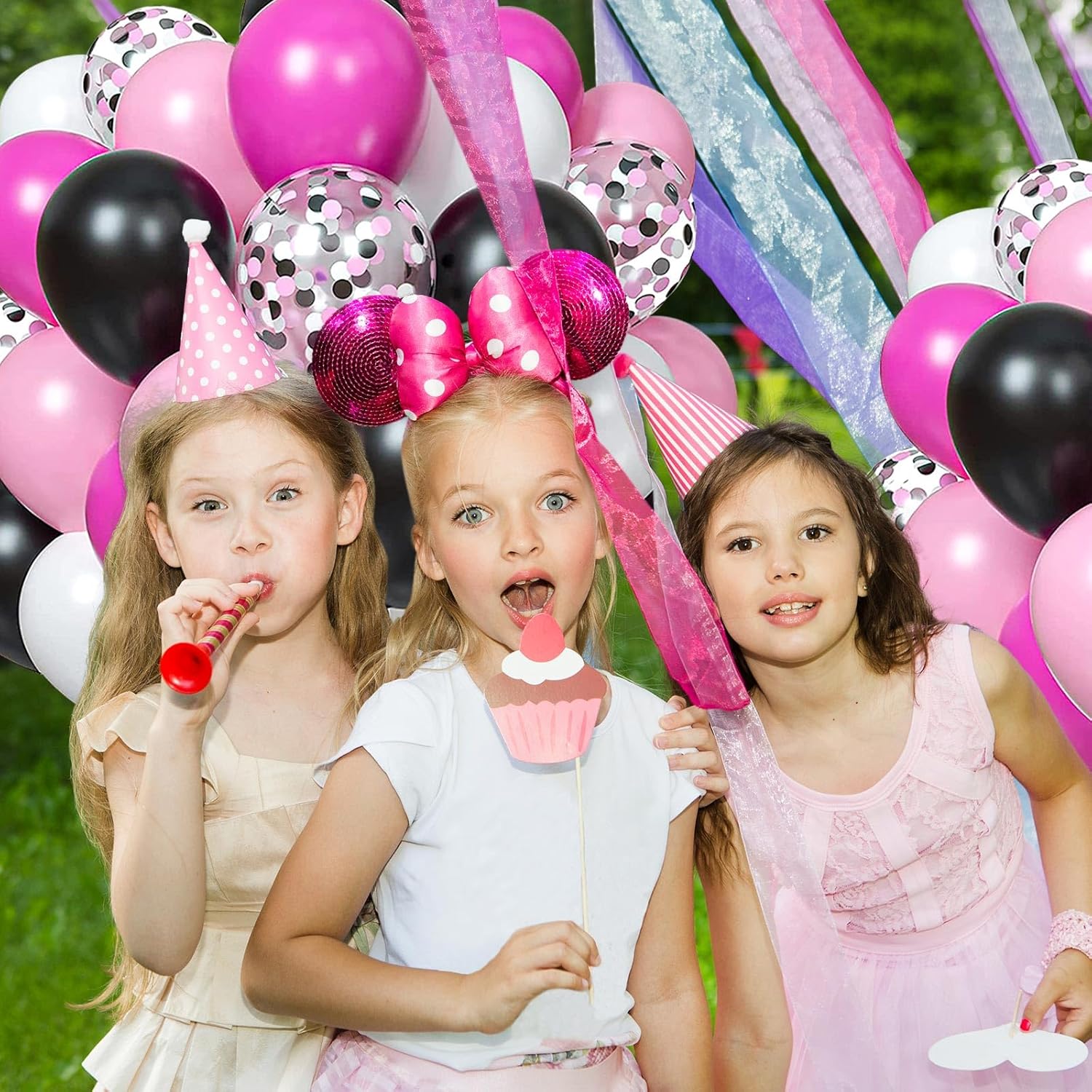 12inch Pink Rose Red White Black Balloons and Confetti Wedding Kit