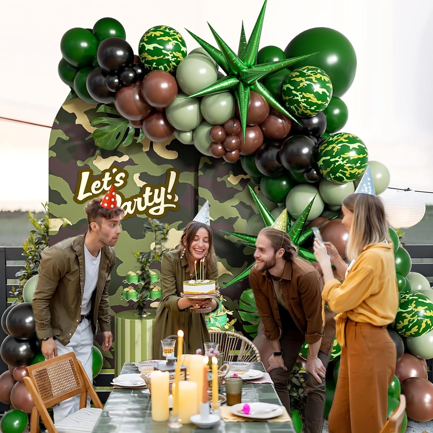 137pcs Camo Balloon Arch Kit for Jungle Birthday Decorations