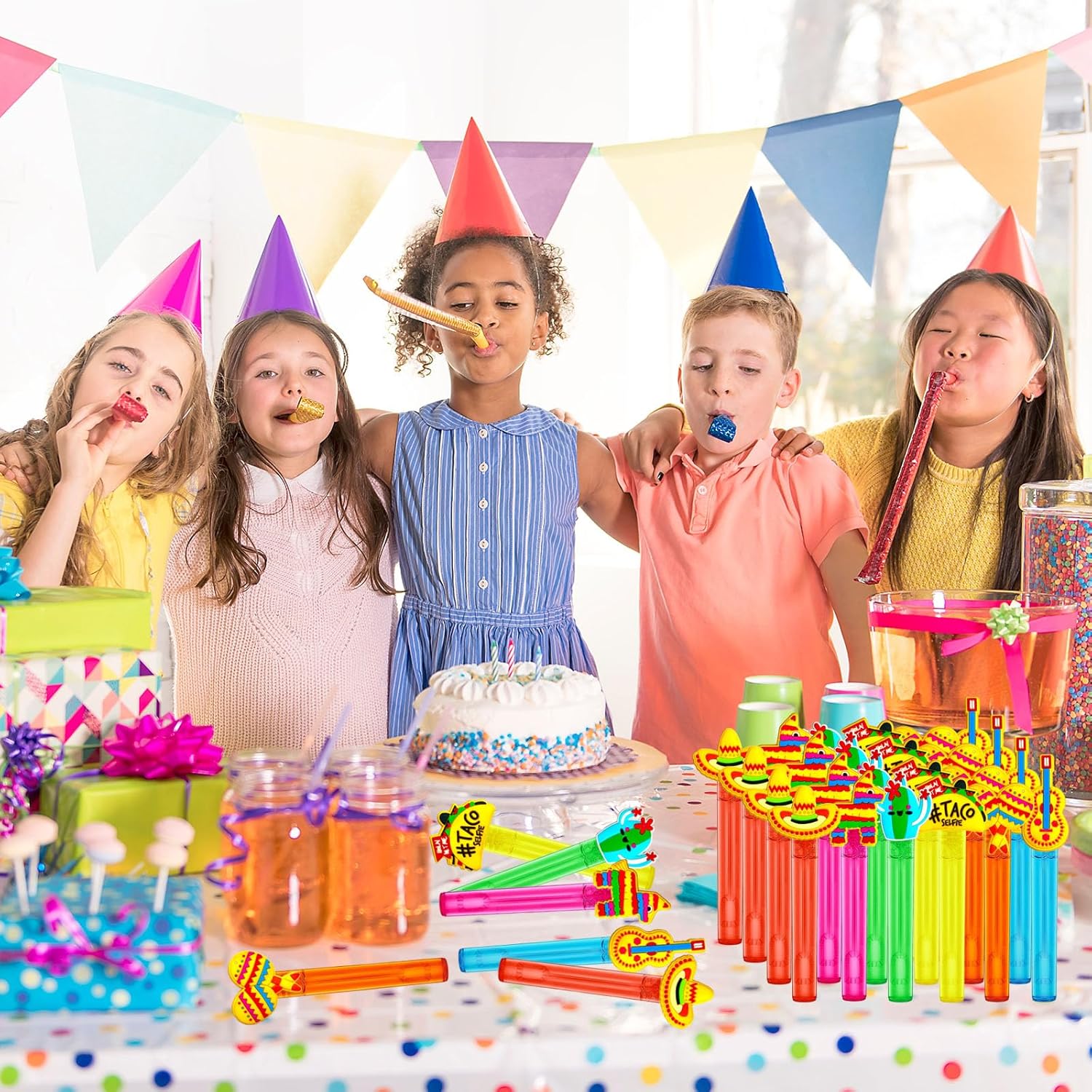 Uoyoi Fiesta Party Favors 24Pcs Bubble Wand Set