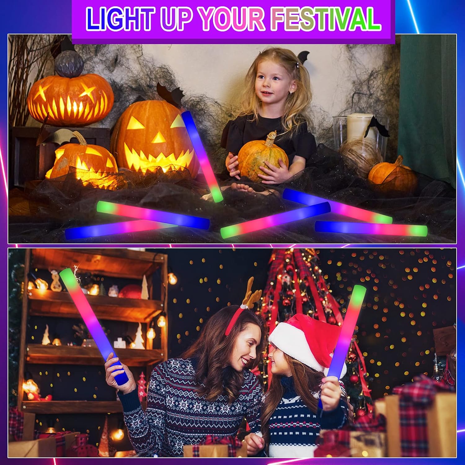 Taotuo 102PCS LED Foam Glow Sticks Party Supplies