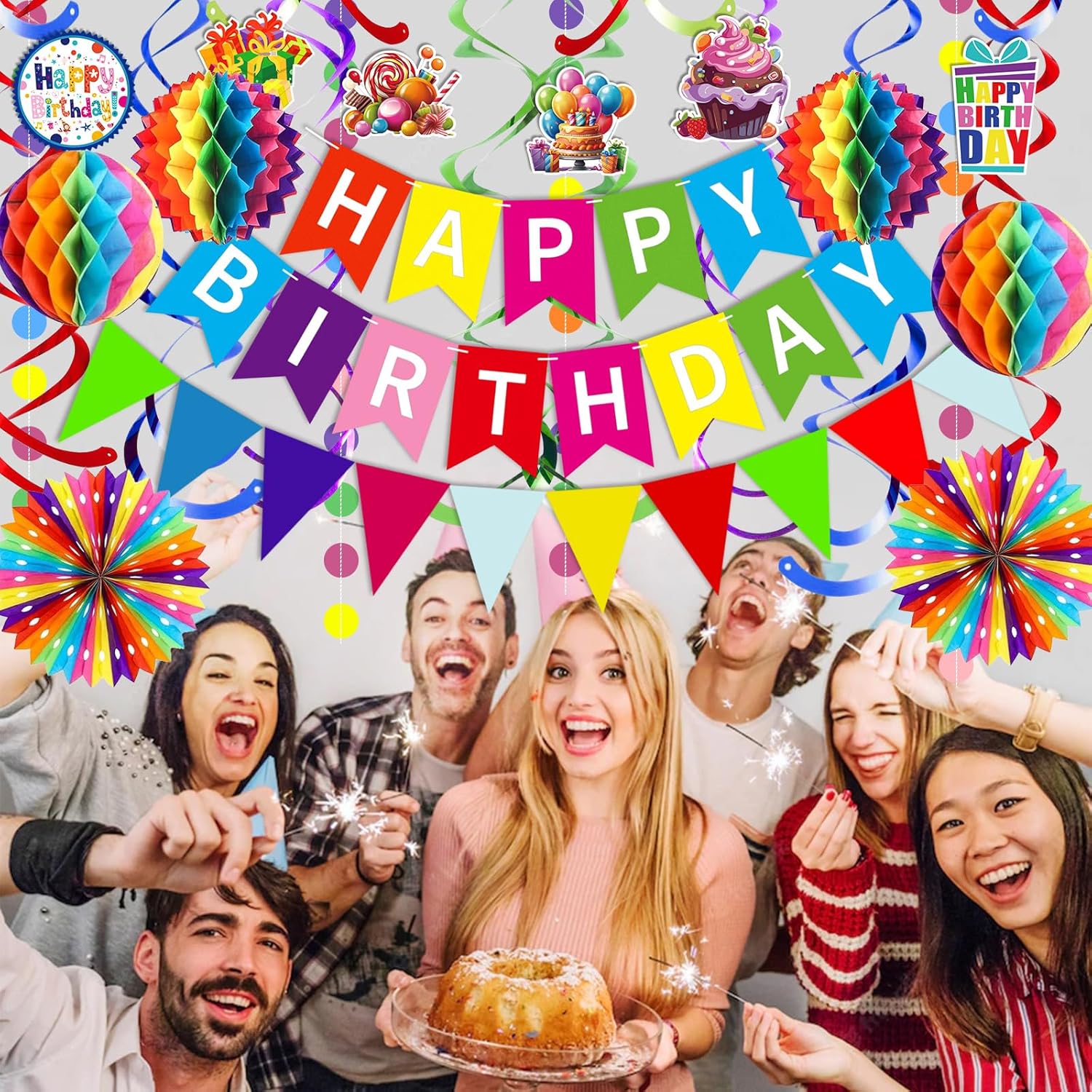 Colorful Happy Birthday Decorations Set