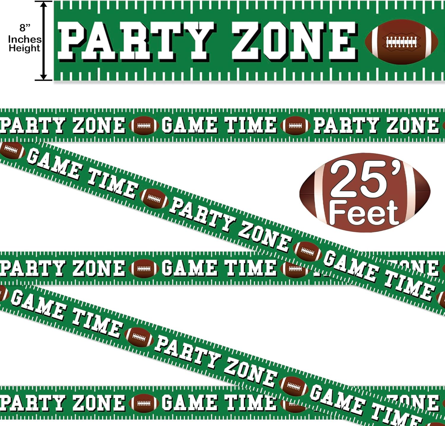 Football Party Banner 8 Inch Tall 25 Feet Long