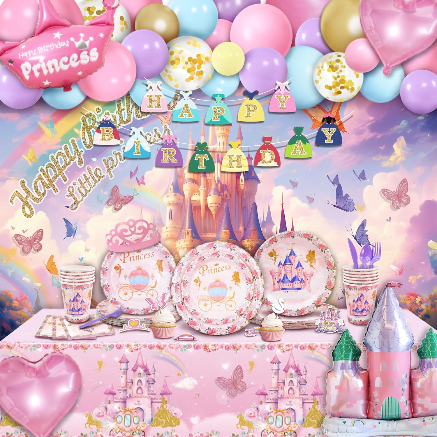 Party Spot 208 Pc Princess Birthday Party Decorations Kit