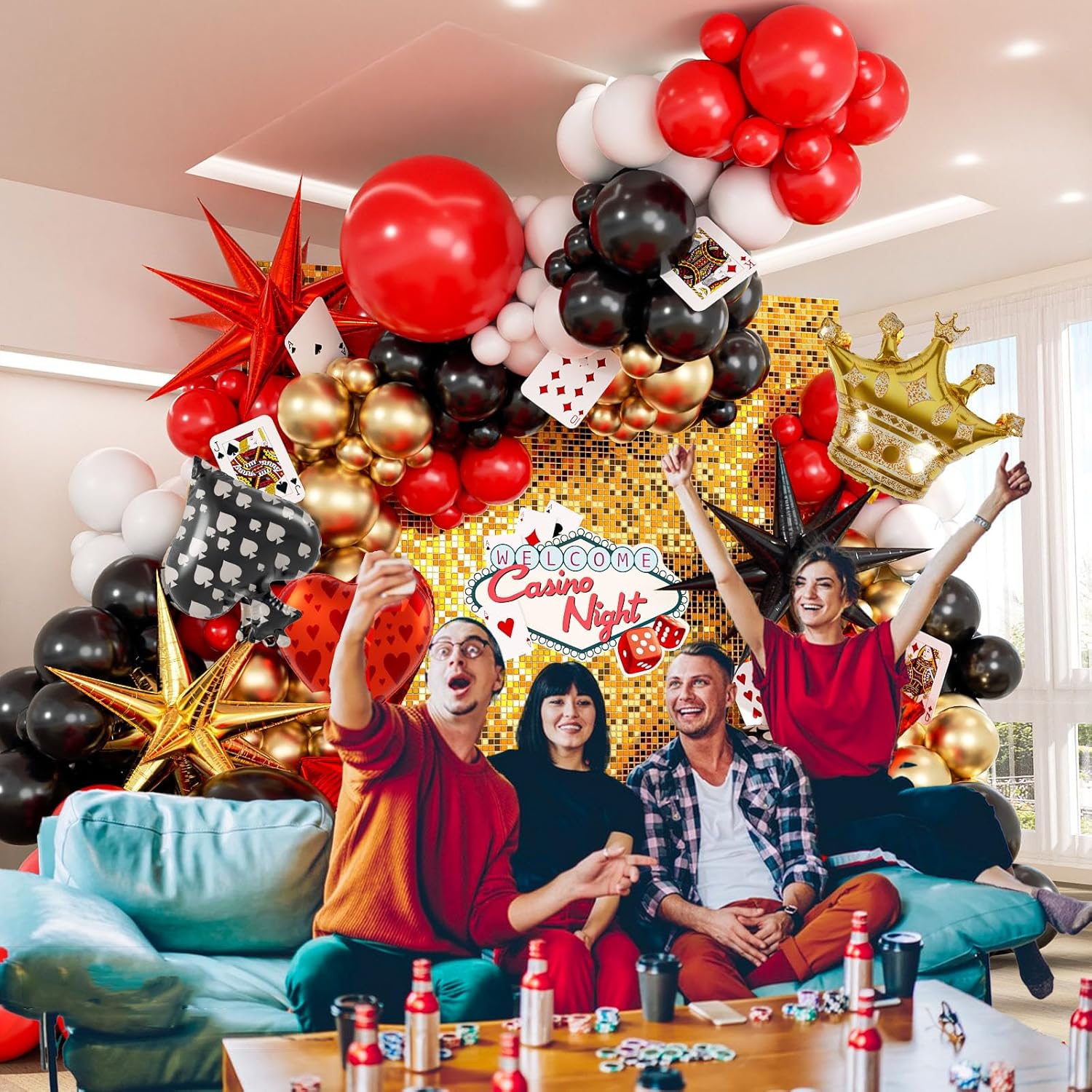 MURDIZZO 165pcs Casino Balloon Arch Decor Kit