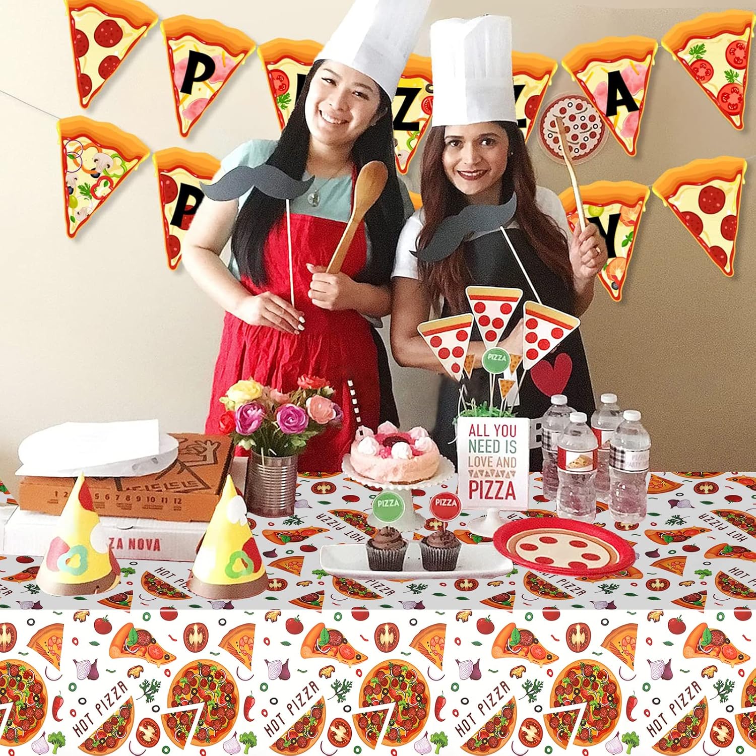 PHOGARY Pizza Tablecloth for Party Tables