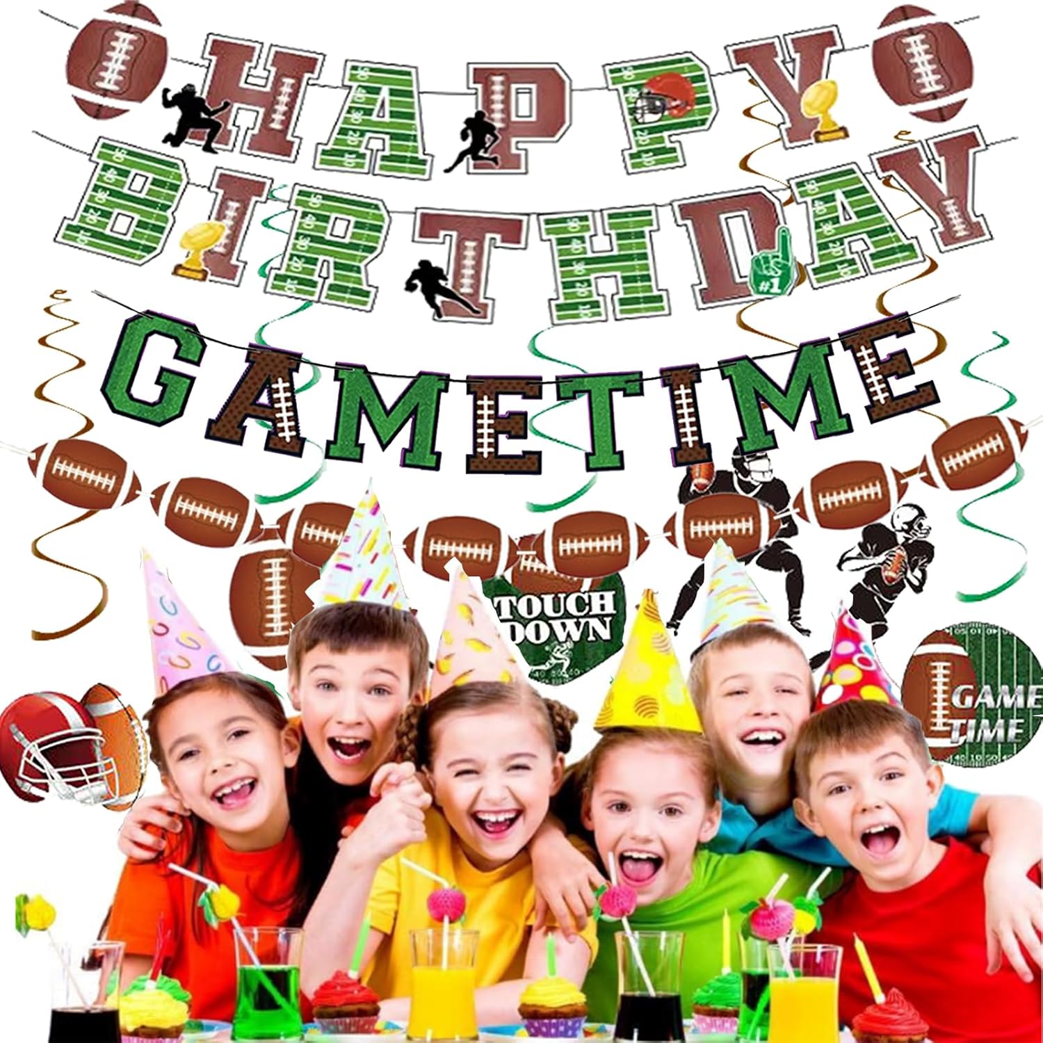 Football Happy Birthday Banner Party Decorations
