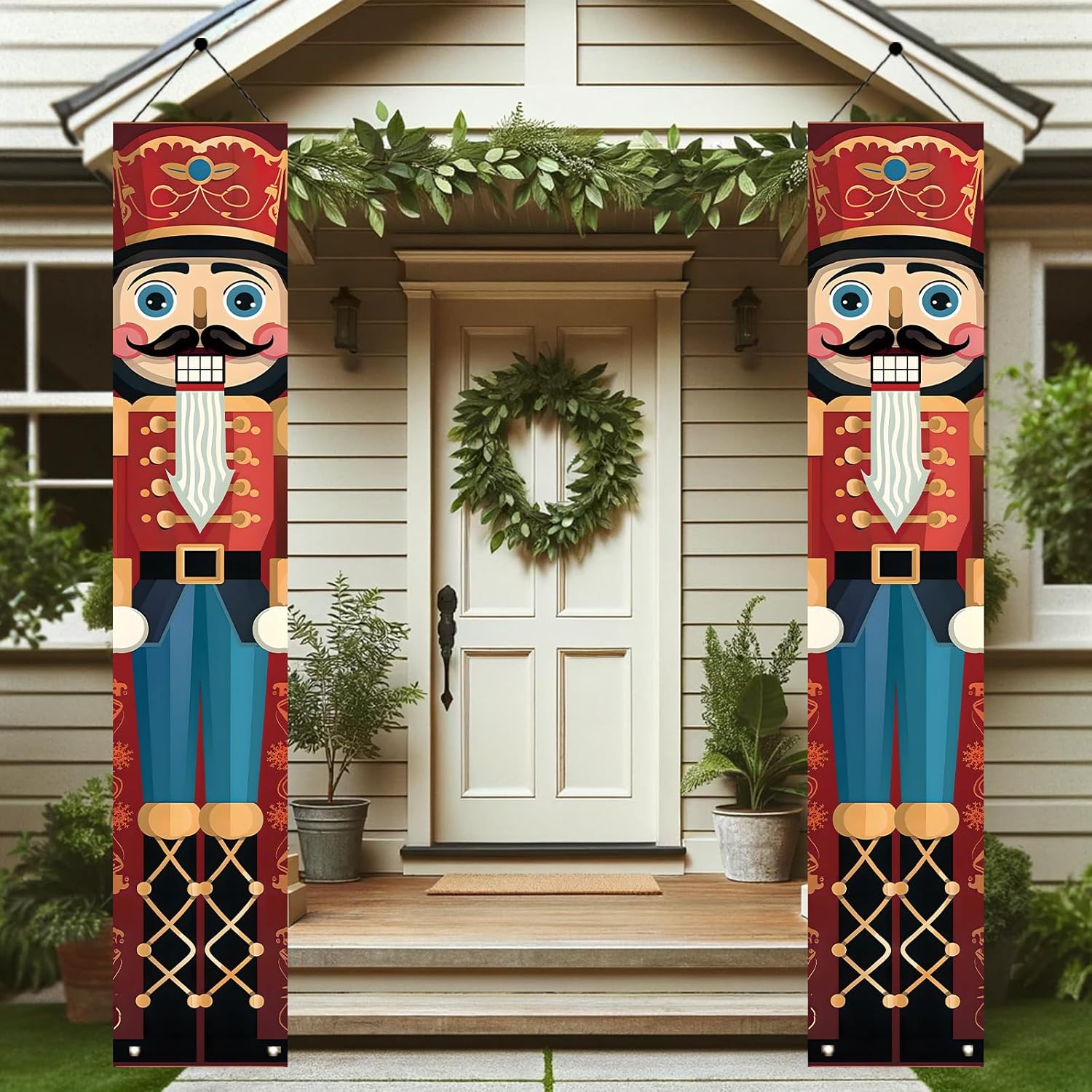 2PCS Christmas Nutcracker Banners for Front Porch