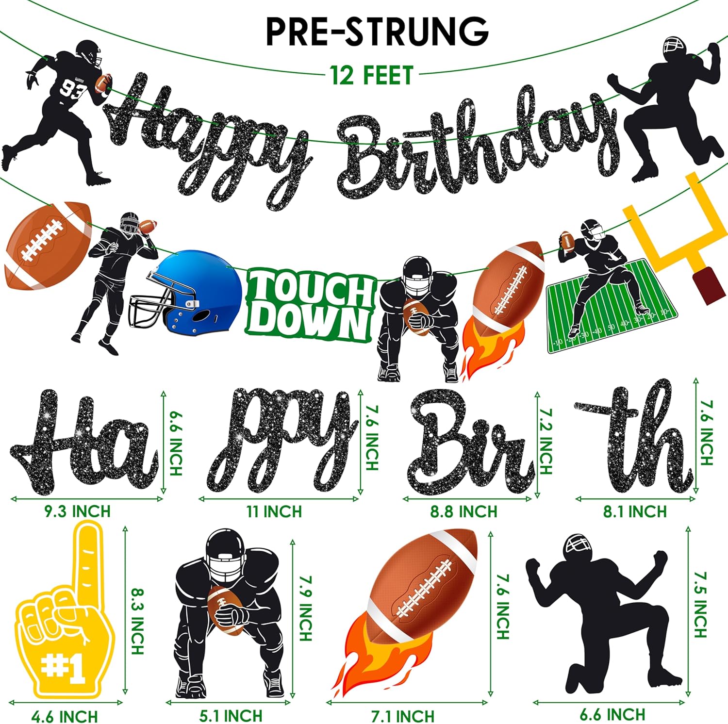Football Birthday Party Banners 2pcs Decorations
