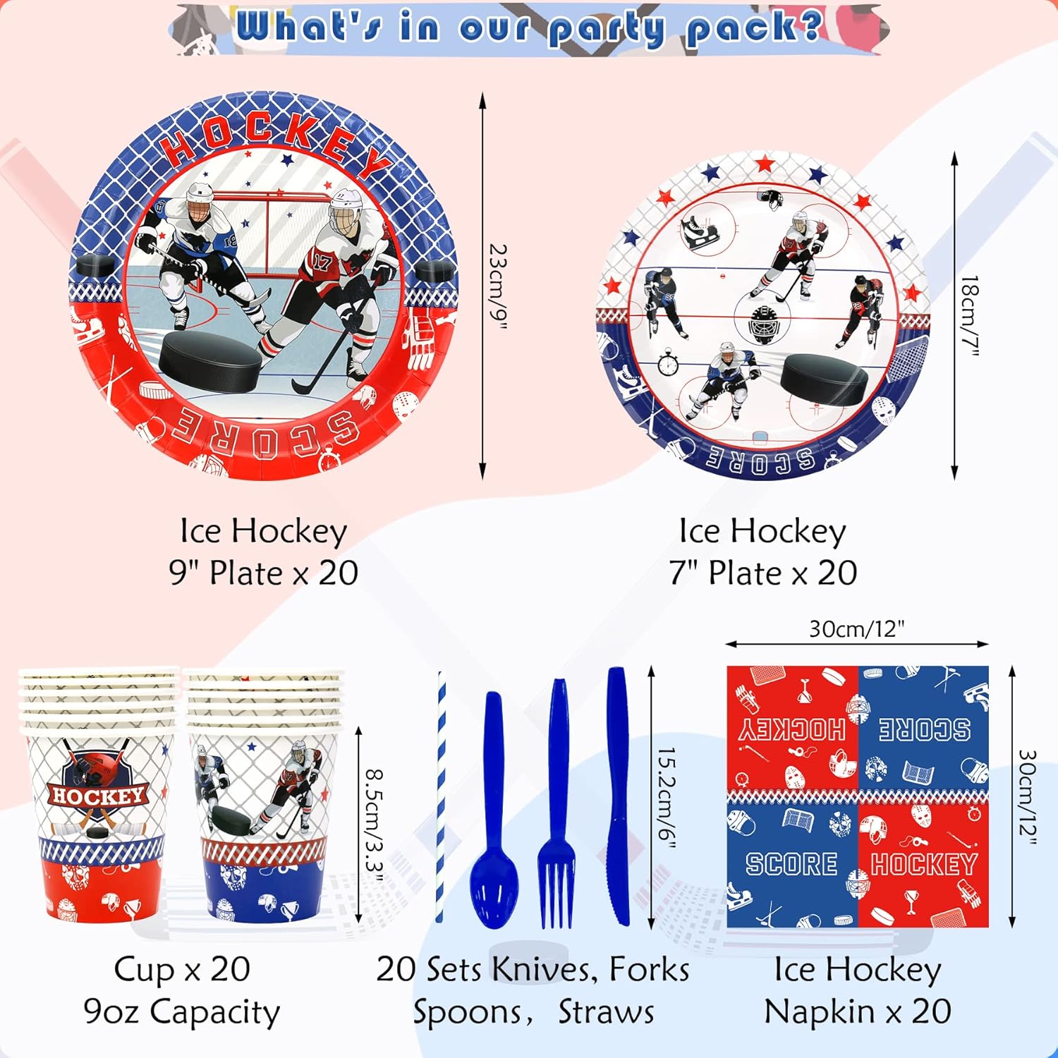 KEFAN Hockey Party Favor Set for 20 Guests