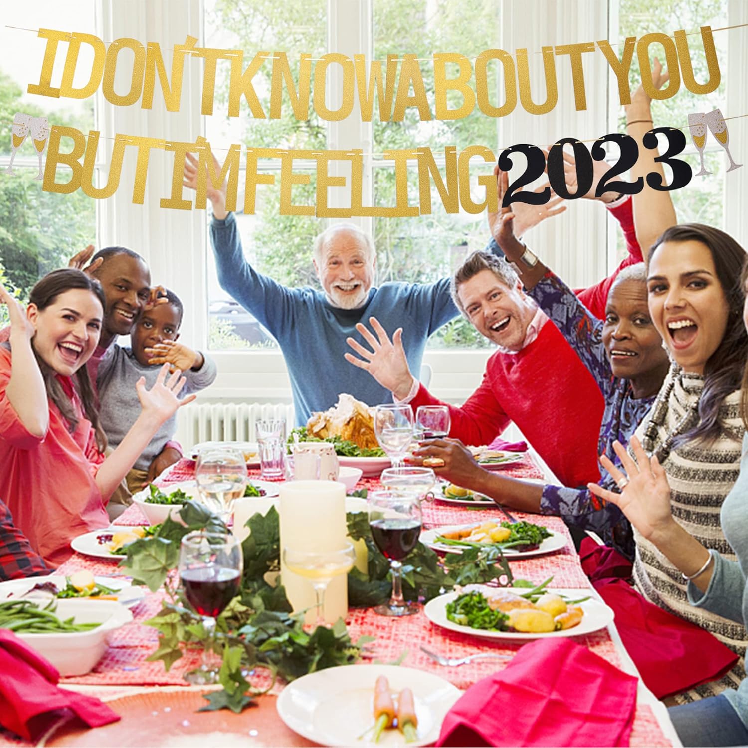 ZHUOWEISM 2023 Happy New Year Banner Garland Decor