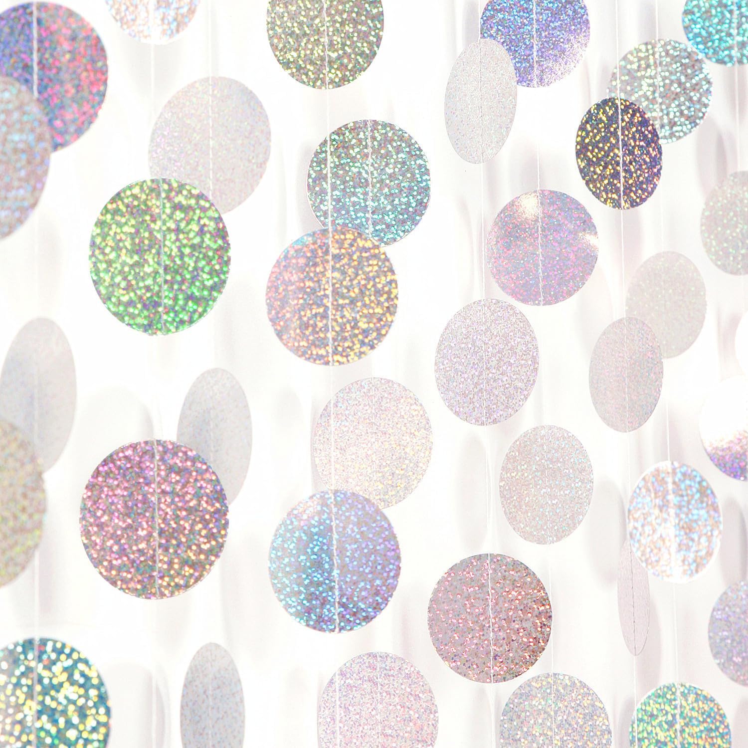 Iridescent Holographic Garland Streamers 52ft Birthday Party Decor