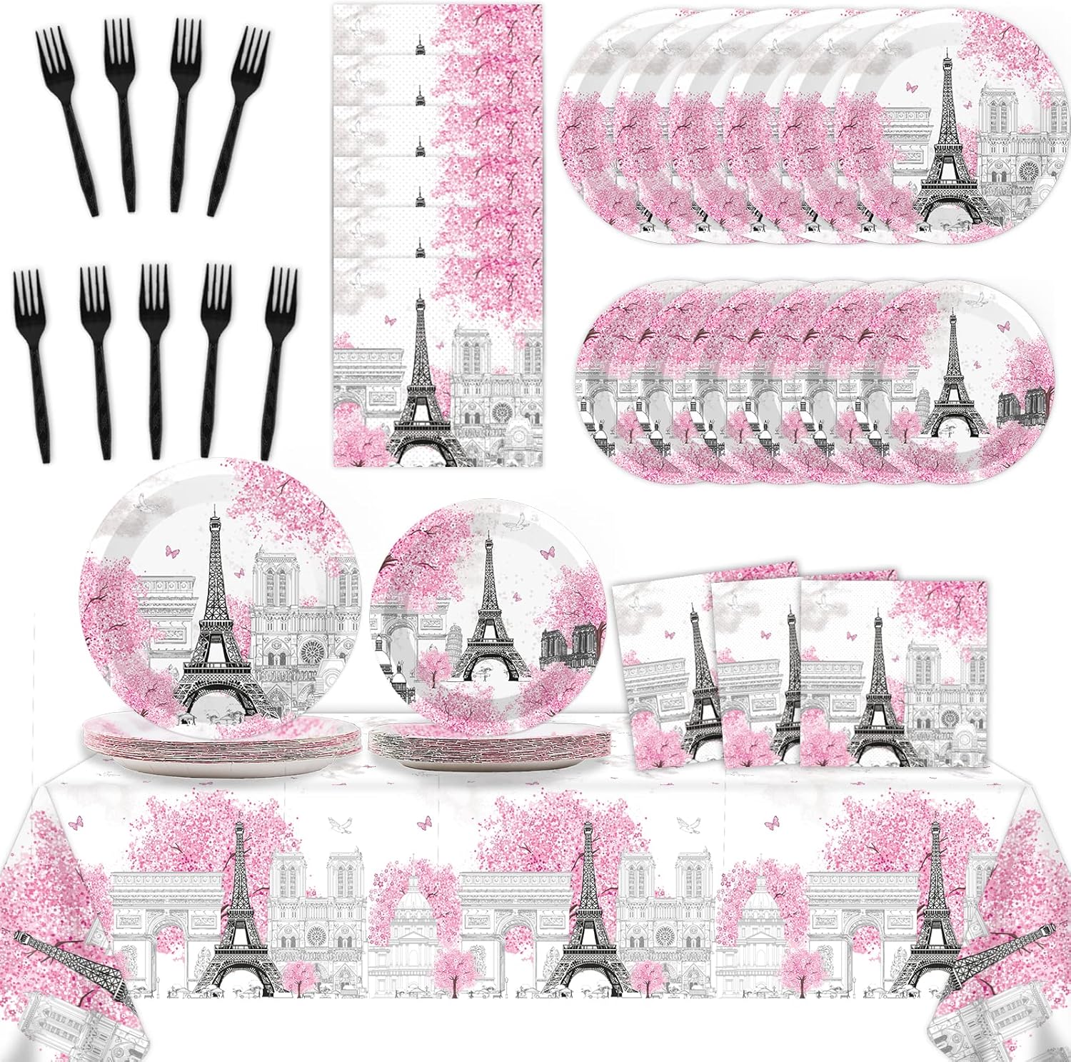 ZOIIWA 98 Pcs Paris Eiffel Tower Party Decor Set
