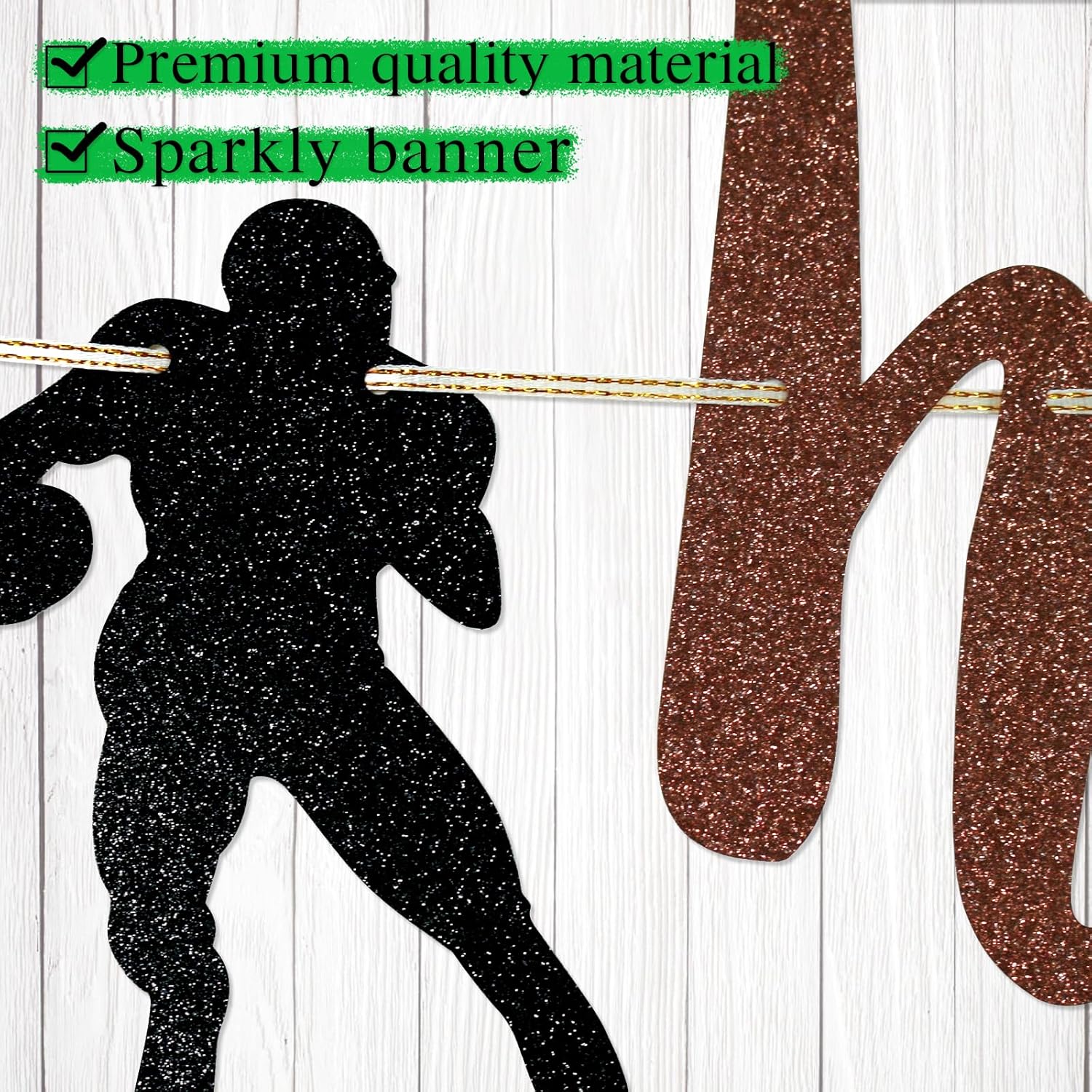 Football Birthday Banner Set with Glitter
