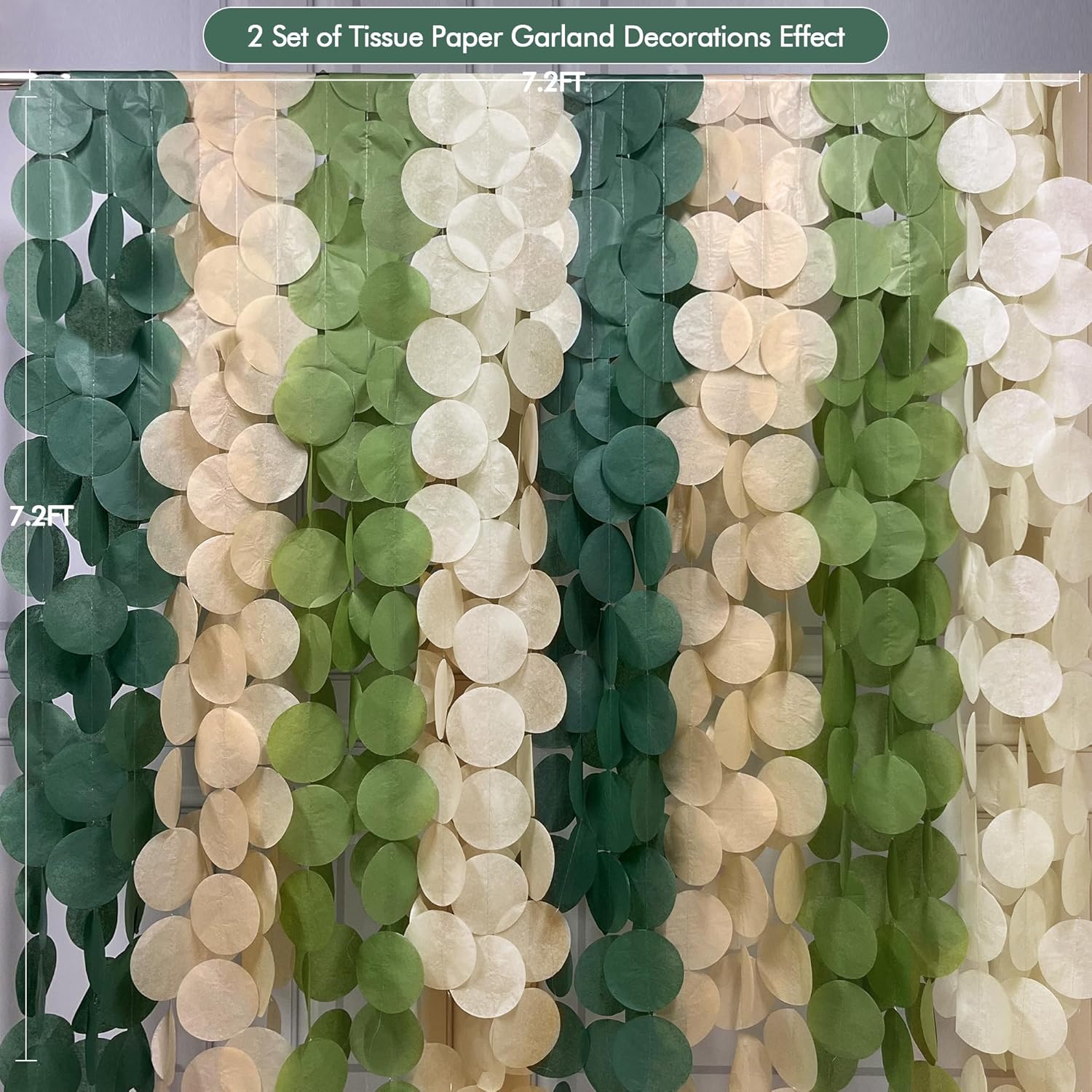 Pinkblume 205 Ft Sage Green Circle Dot Garland Backdrop