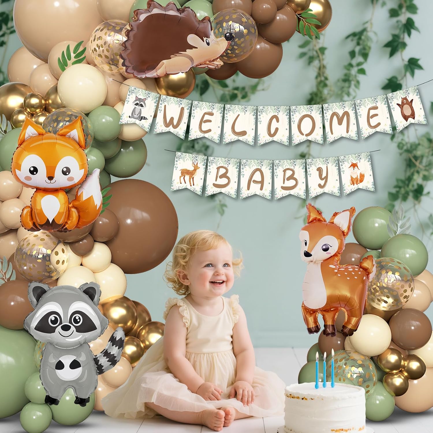 167Pcs Woodland Animals Baby Shower Decorations