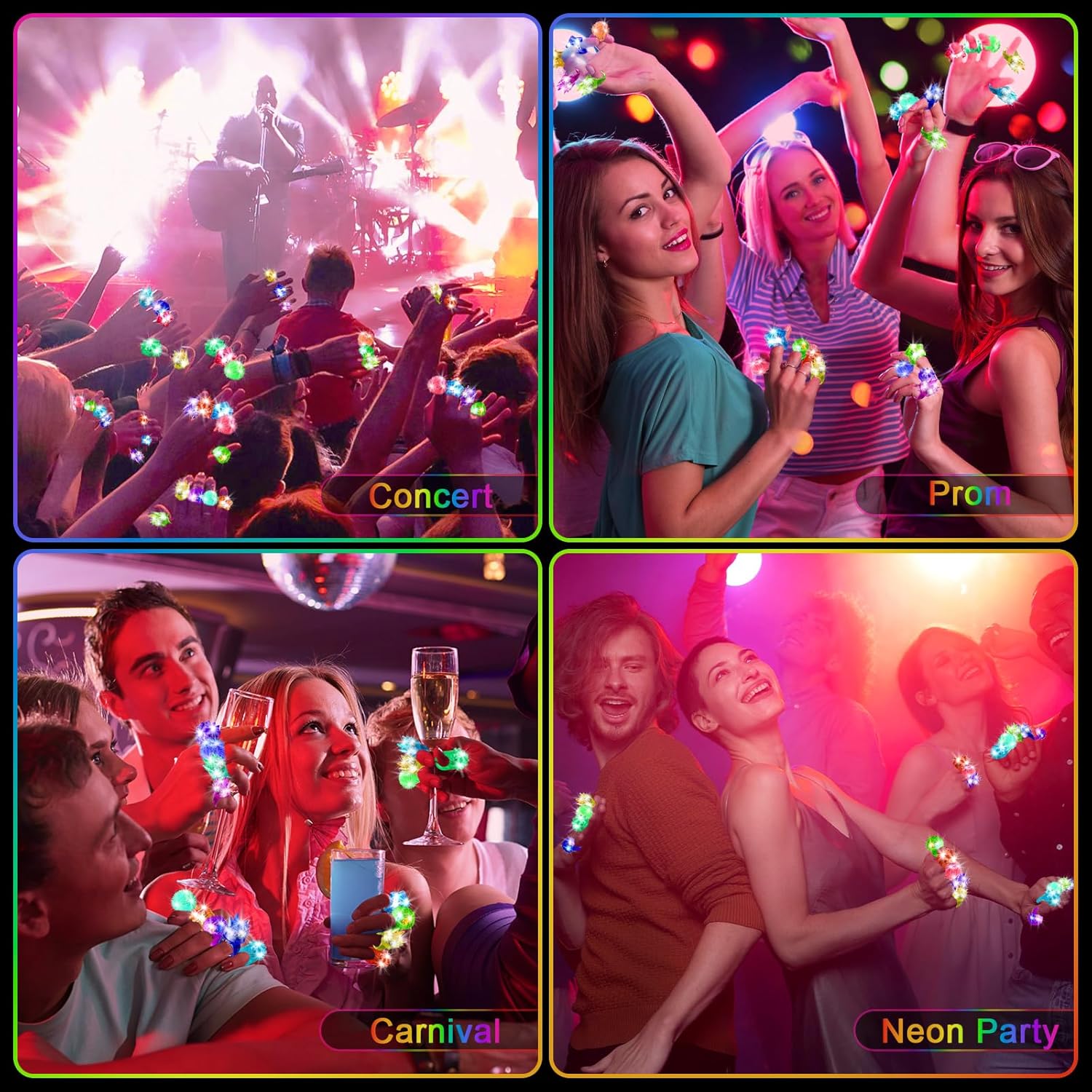 OLUPP 150 Pack LED Light Up Rings Party Favors