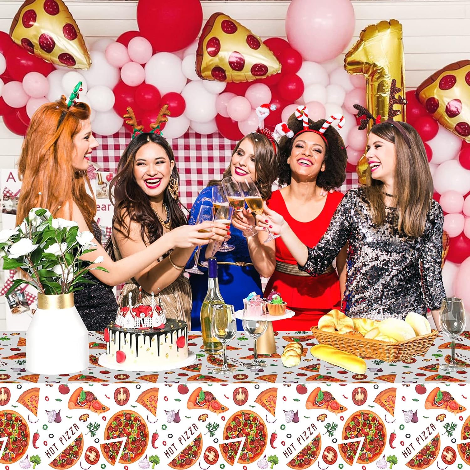 PHOGARY Pizza Tablecloth for Party Tables