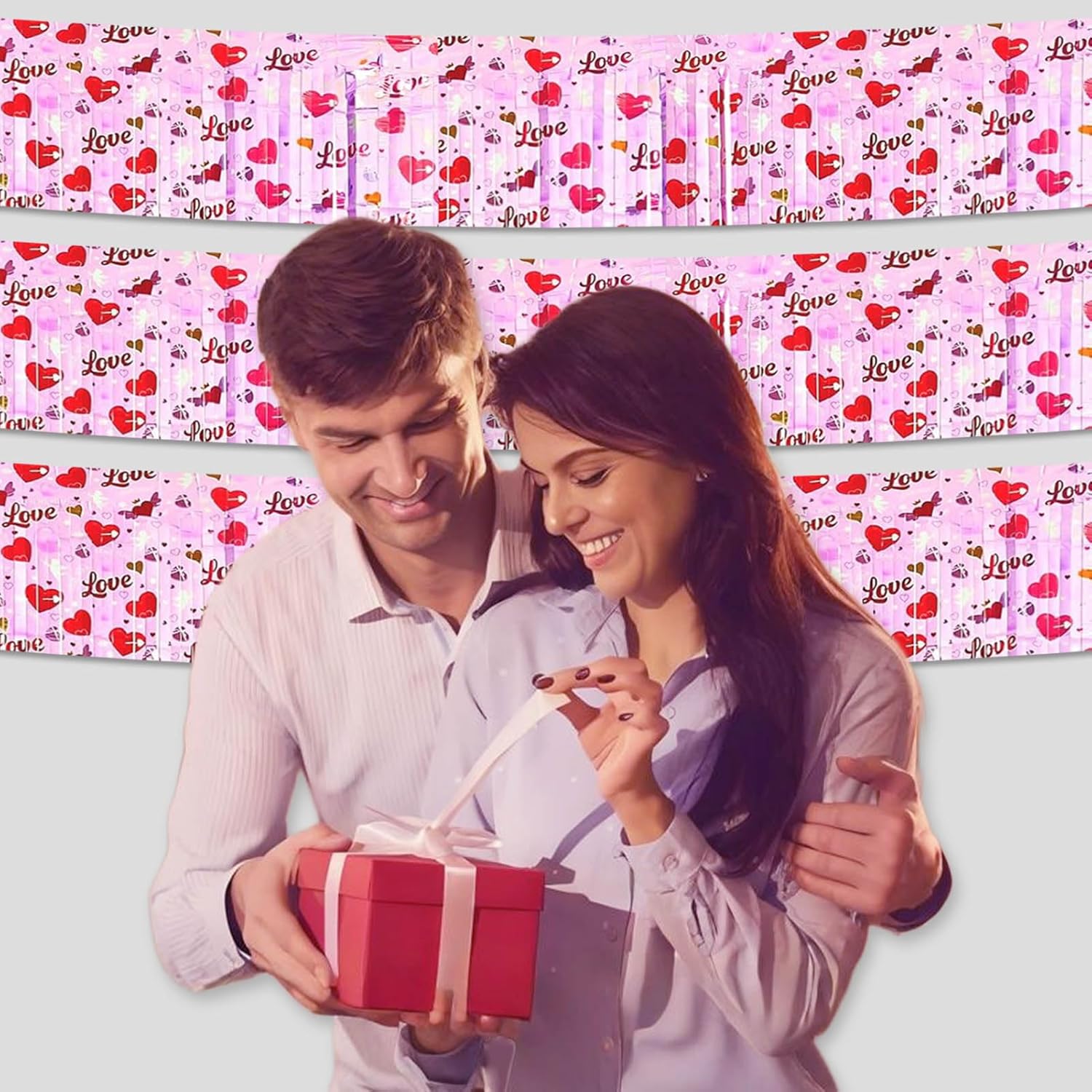 6 Pack 10 Feet Pink Metallic Foil Garland 1
