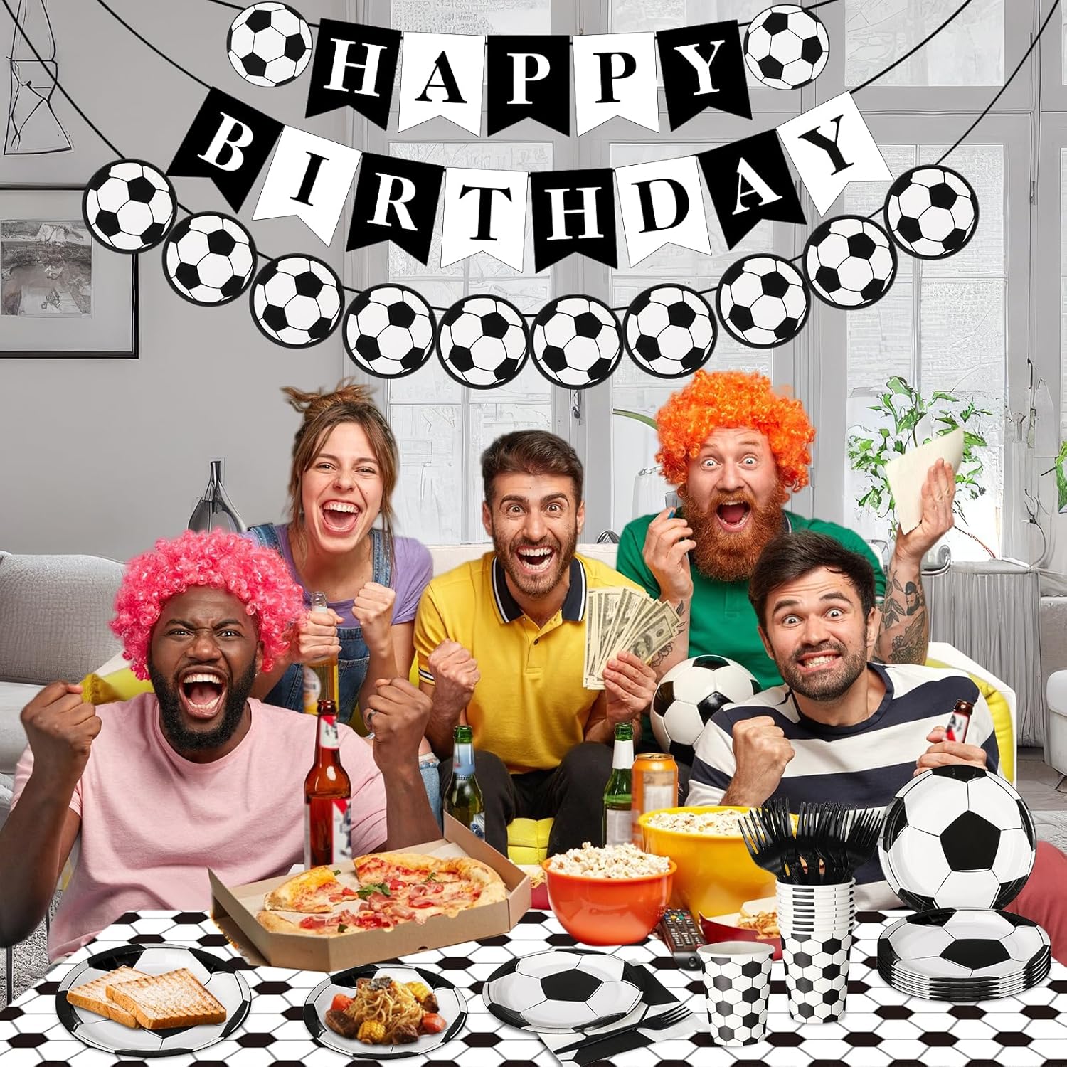 Soccer Birthday Party Decorations Set for 24 Guests