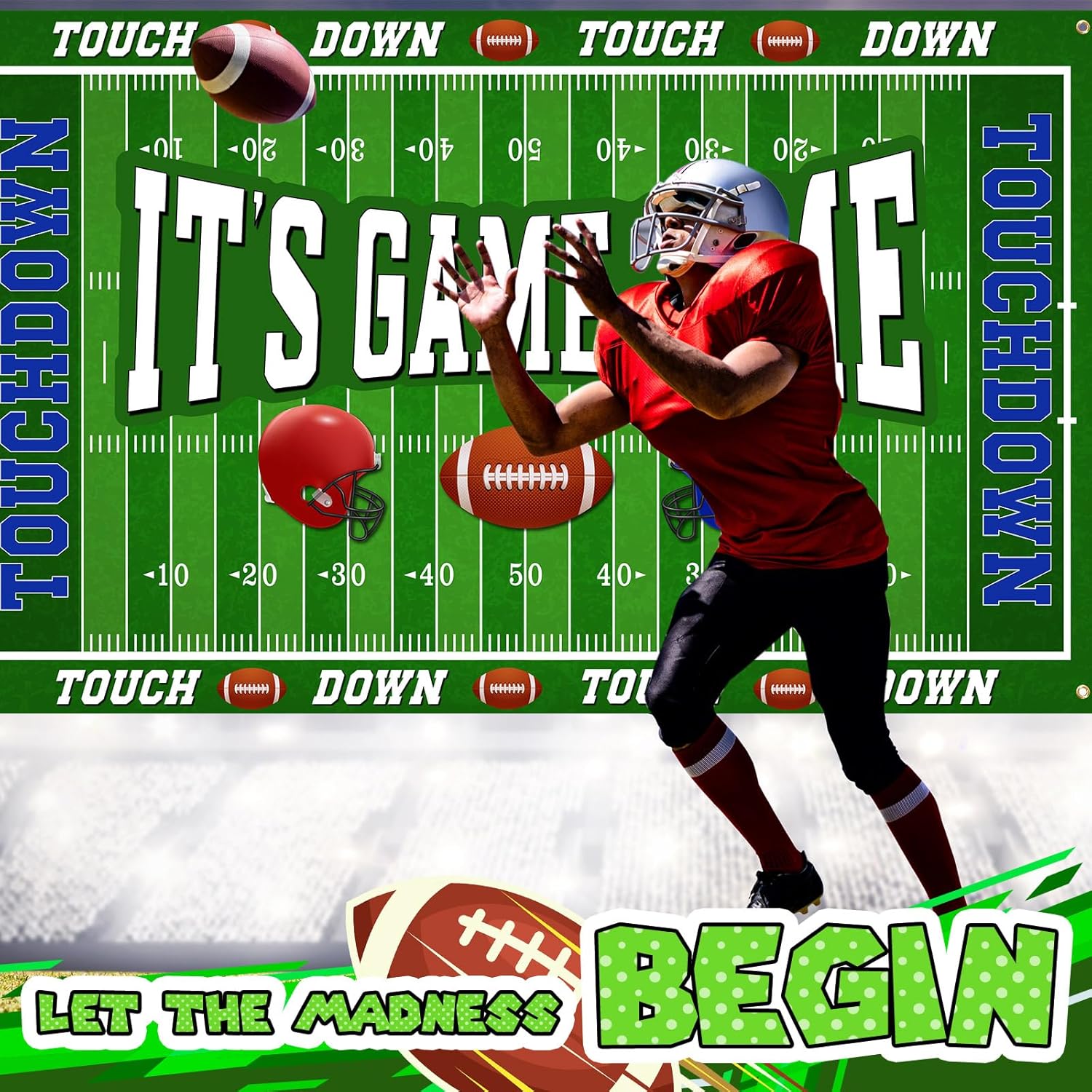 Ctosree Football Backdrop Banner Decor 4pcs Party Supplies