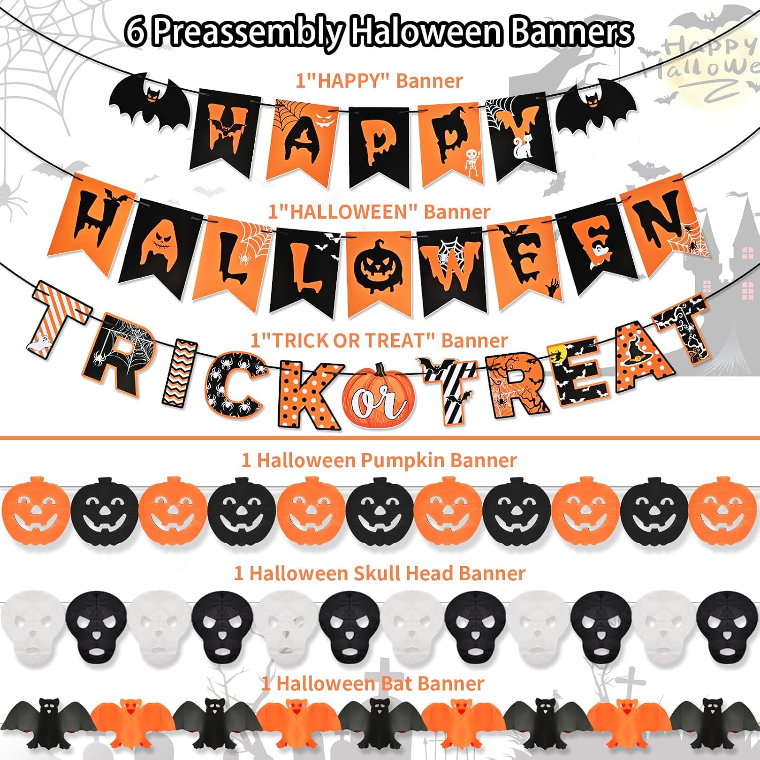 AhfuLife Halloween Decorations Set with Banners