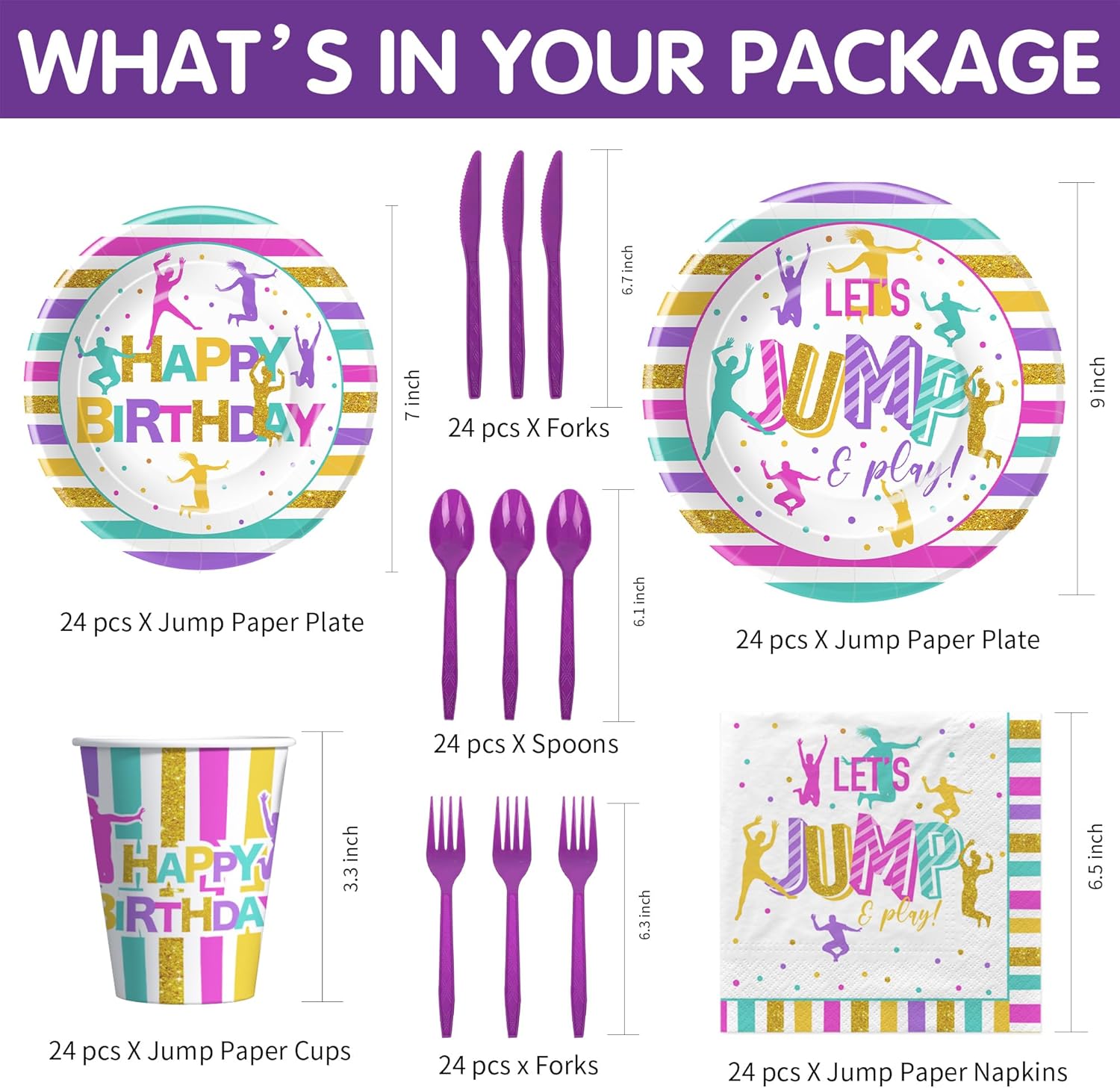 Jump Party Decorations Tableware Set for 24 Guests