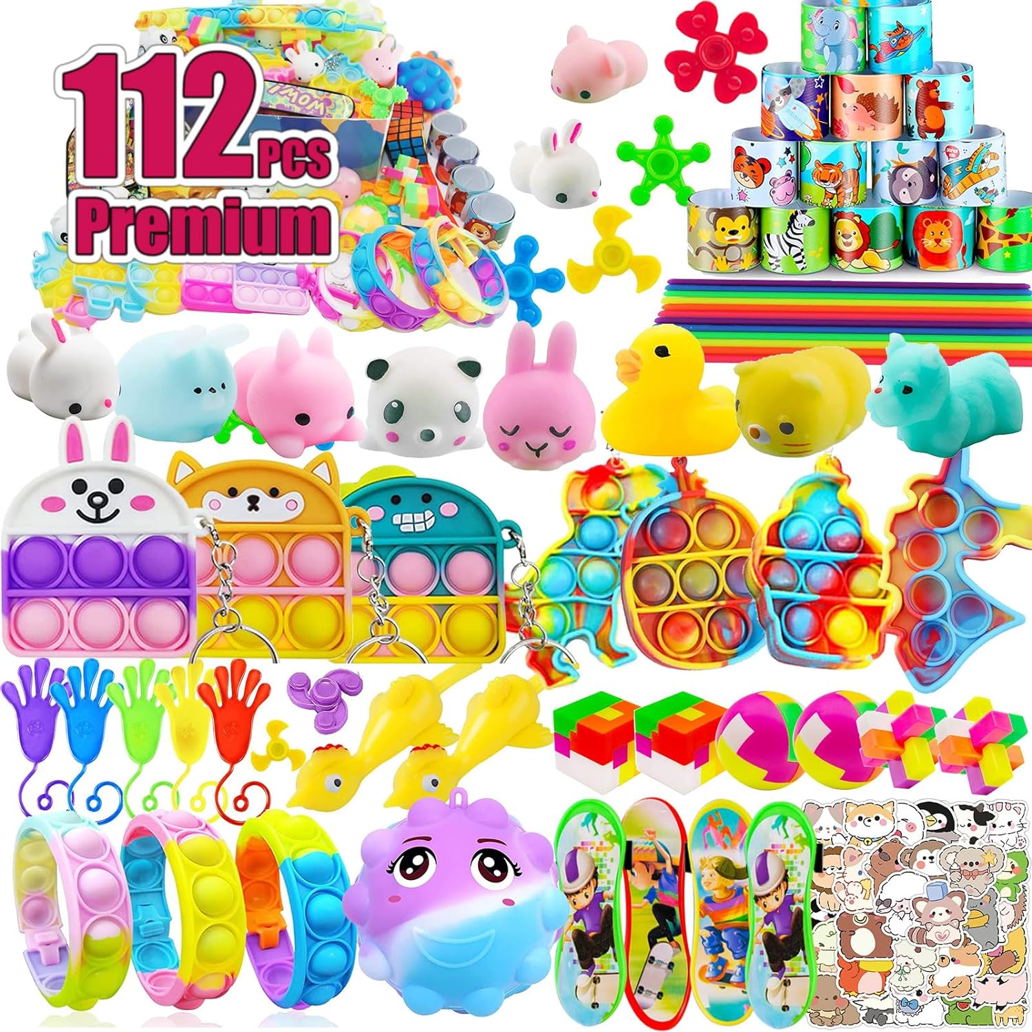 112 PCS Pop Fidget Party Favor Toys Set for Kids
