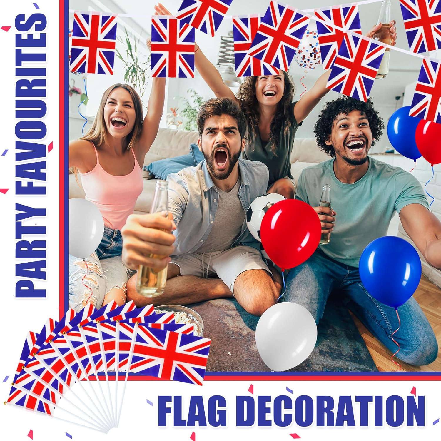 Lenwen 54 Pcs 4th of July Flag Banners Balloons and Ribbons