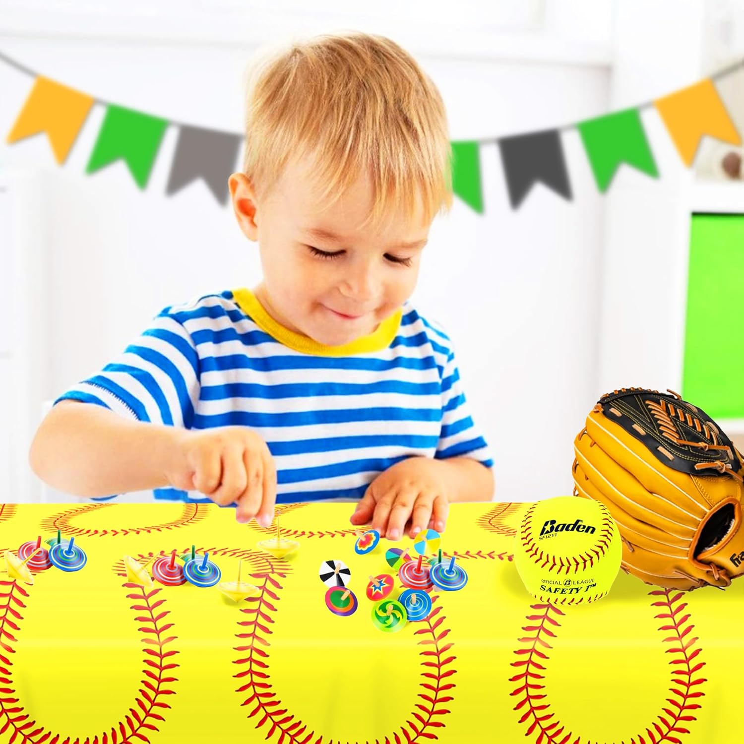 CC HOME Yellow Softball Themed Table Cover 54x87 Inch