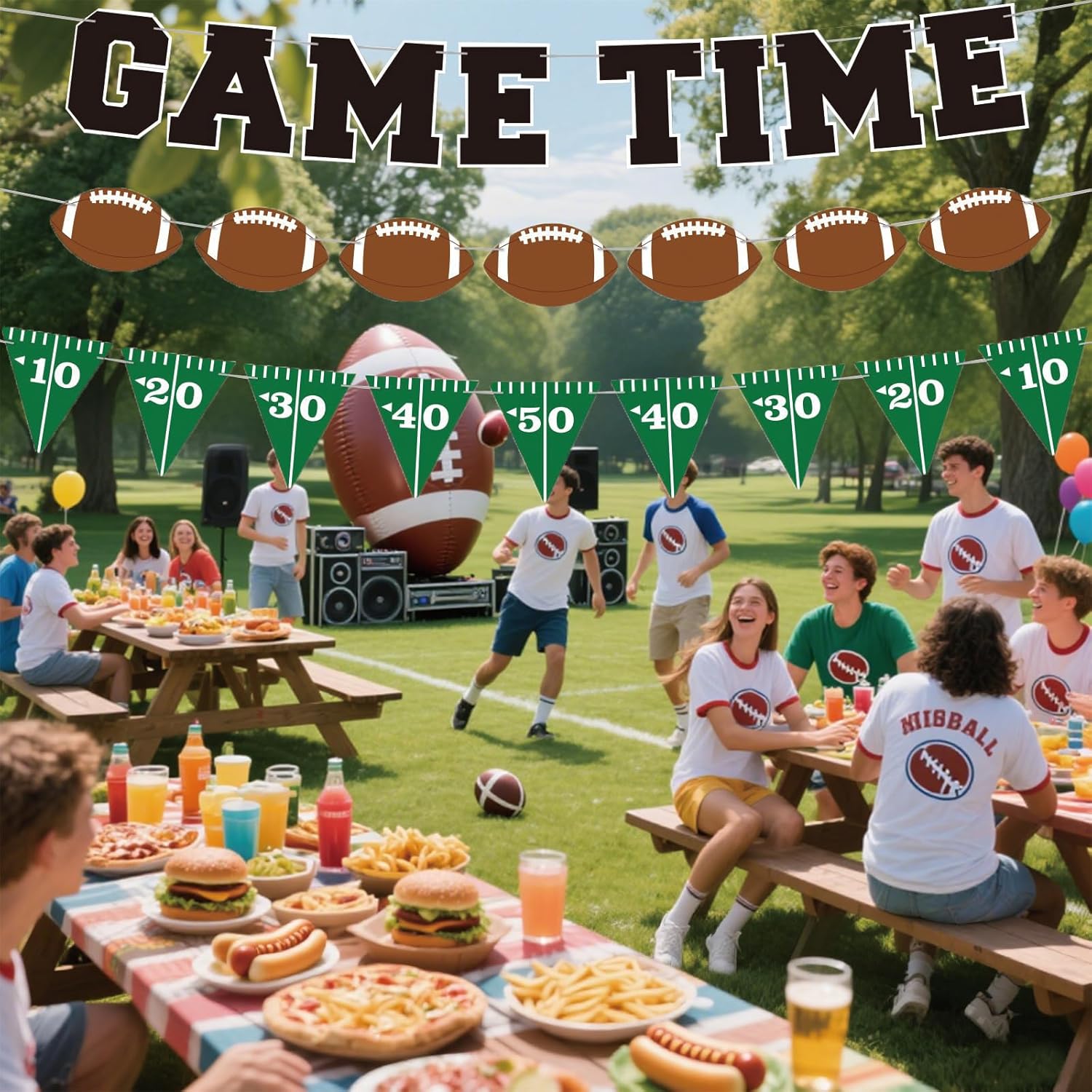 Game Time Football Banner 3Pcs Pre Strung Garland Bunting