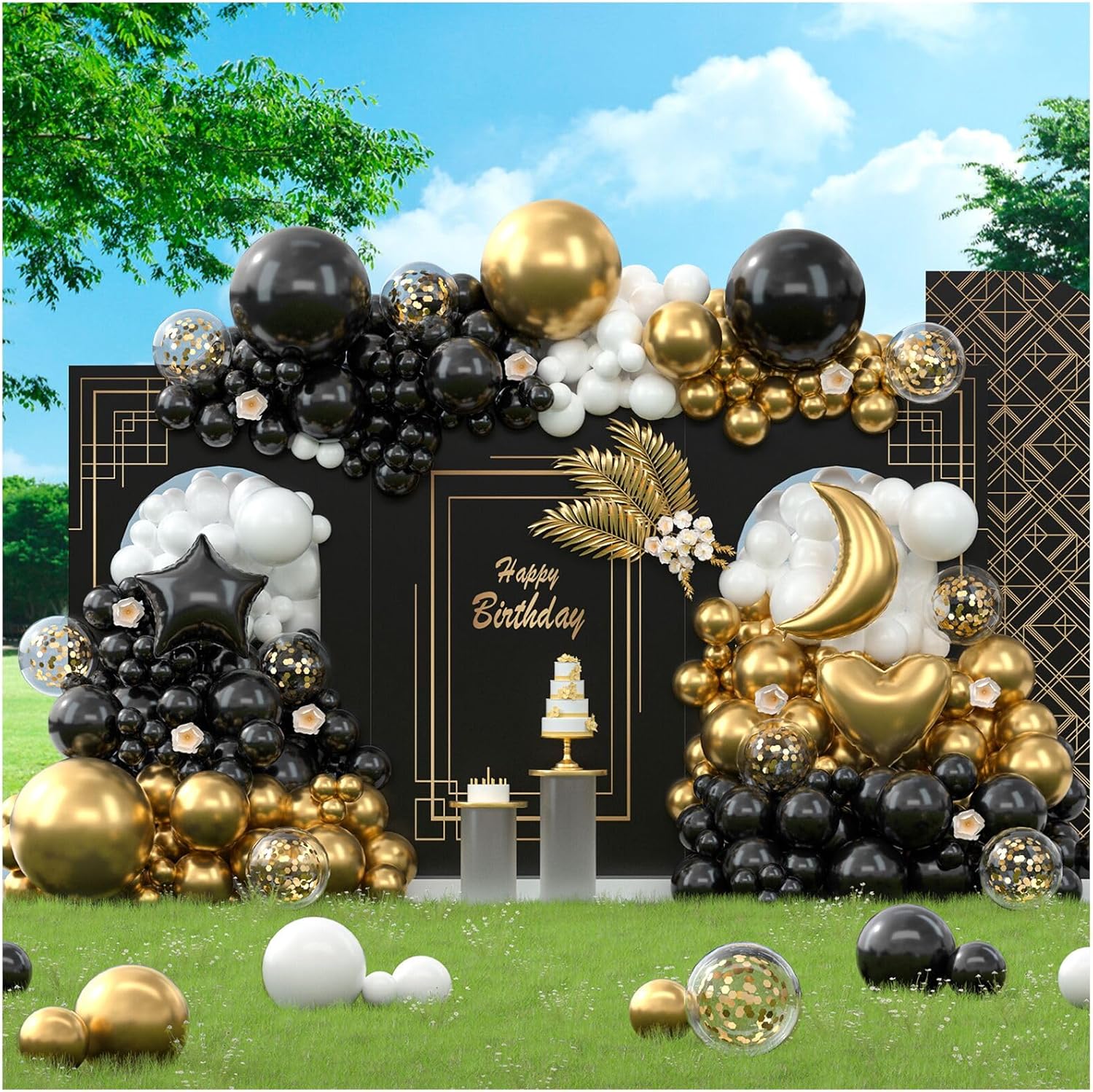310pcs Black Gold Balloon Arch Kit for Parties