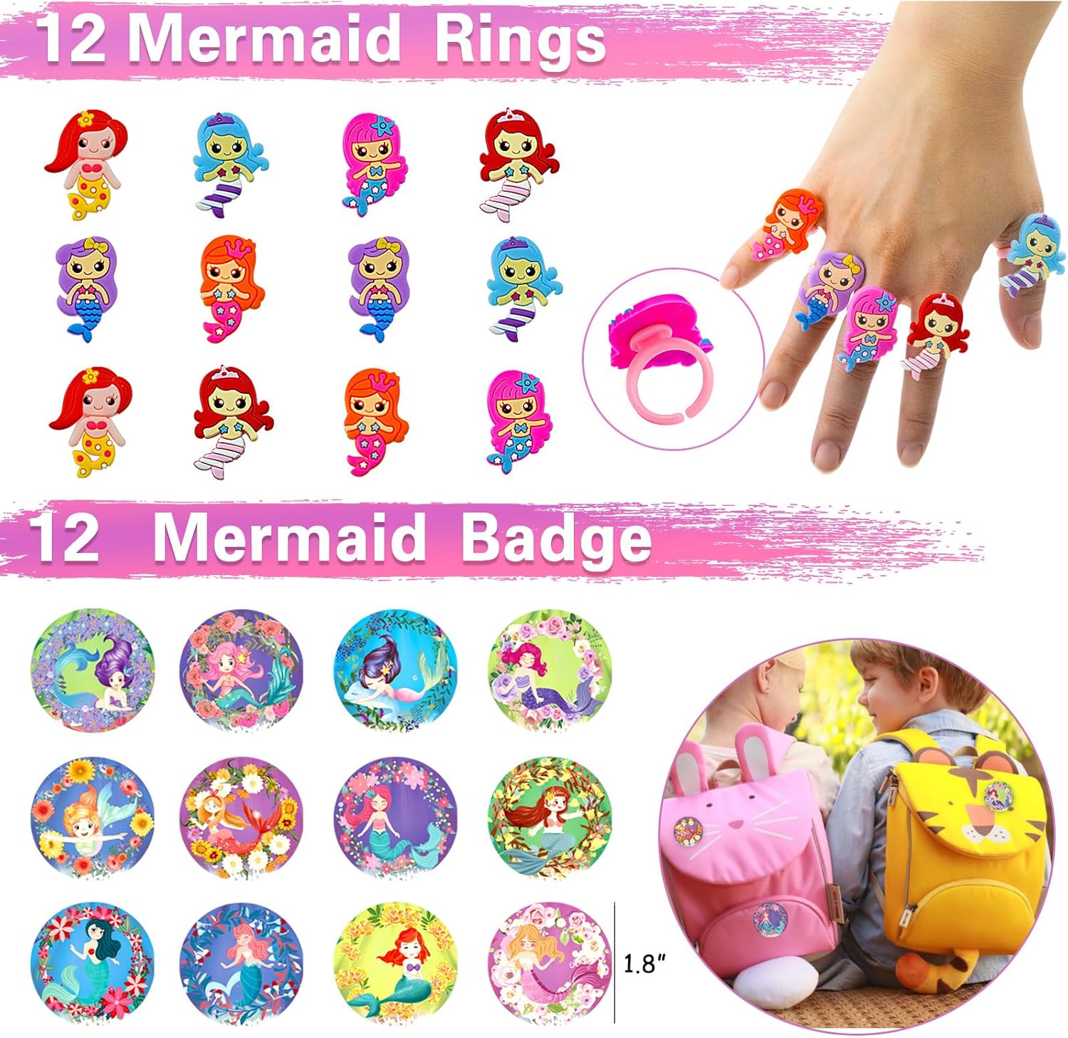 134Pcs Mermaid Party Favors for Girls Decorations