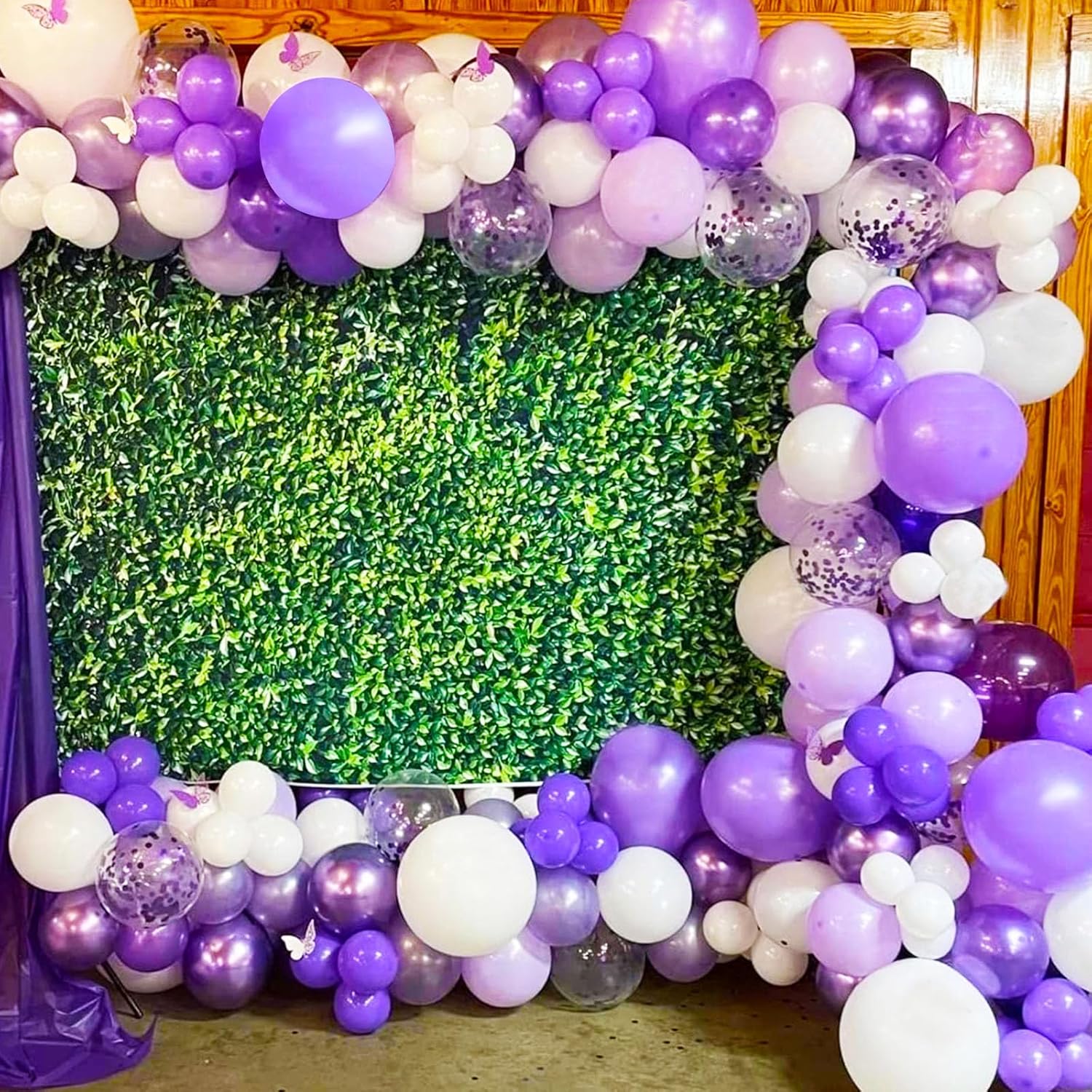 Lavender Purple Balloons Set with Confetti and Ribbons