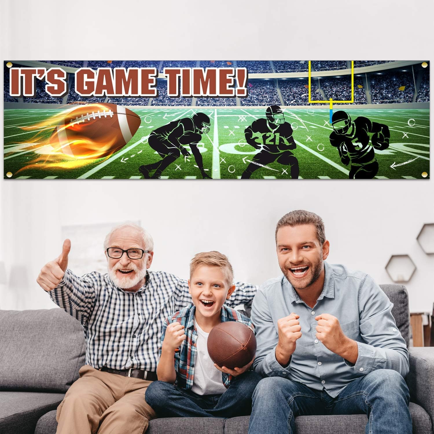 Football Party Banner for Birthday and Baby Shower Decoration