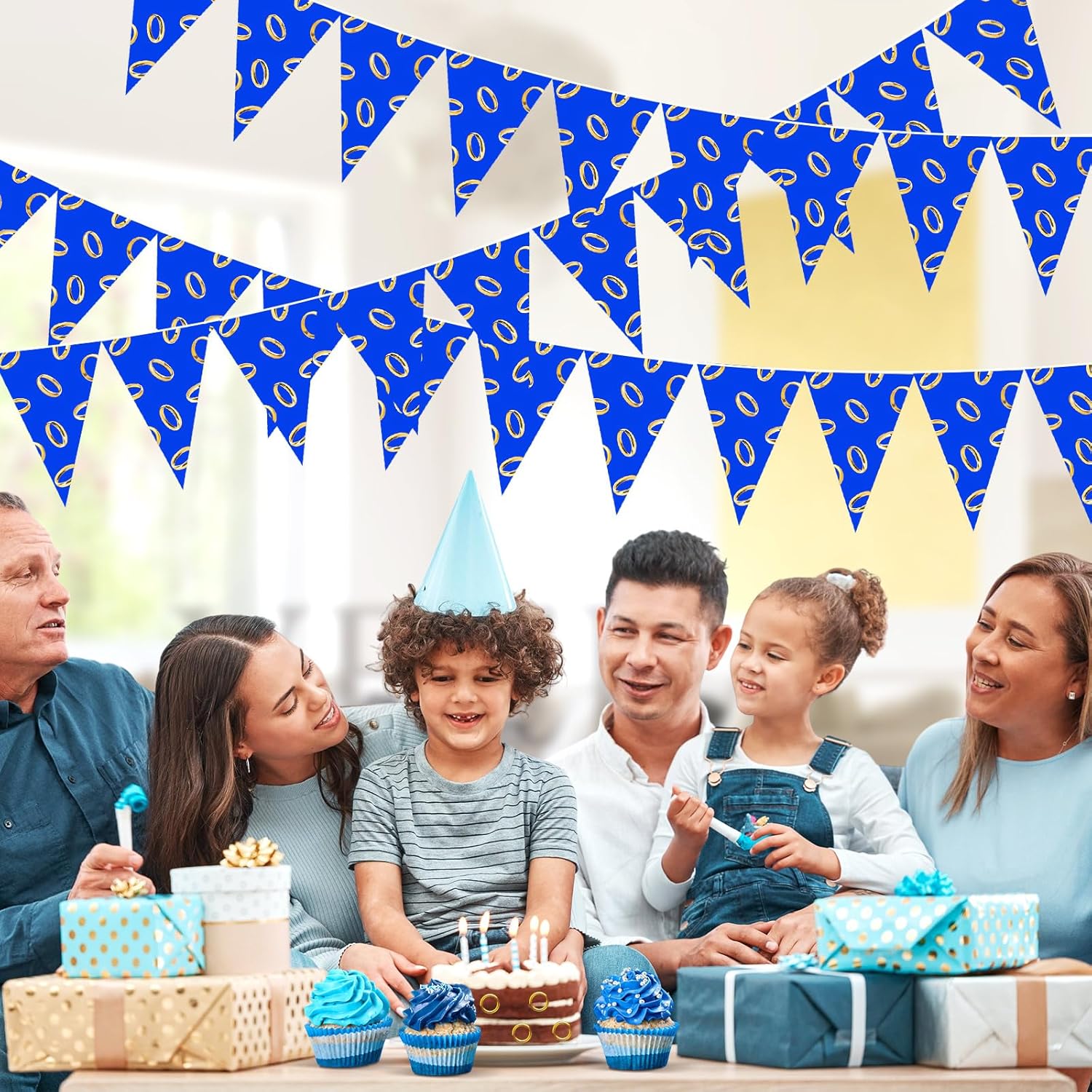 Pajean 49 Ft Blue and Gold Party Banner Decorations